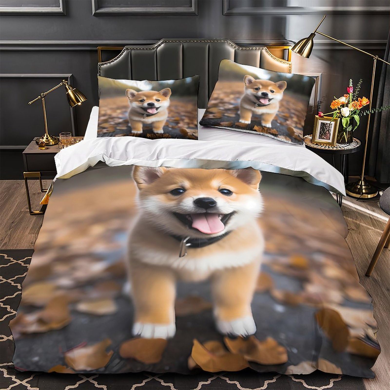 Parure de lit chiot 3D hypoallergique et respirante pour enfant