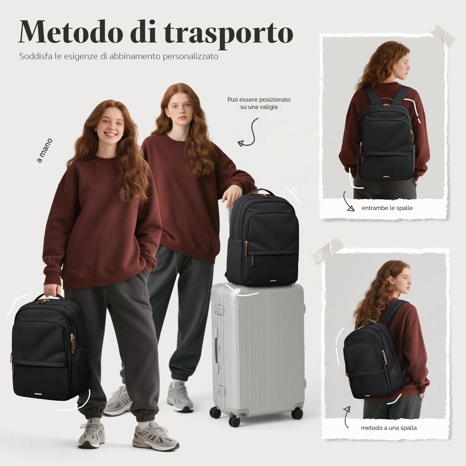 GOLF SUPAGS Zaino Porta PC Donna da 15.6 Pollici, Multifunzionale Zaino da Viaggio, Zainos Lavoro Donna, Zainos Capiente per Università, Viaggi, Ufficio, Scuola (Nero)