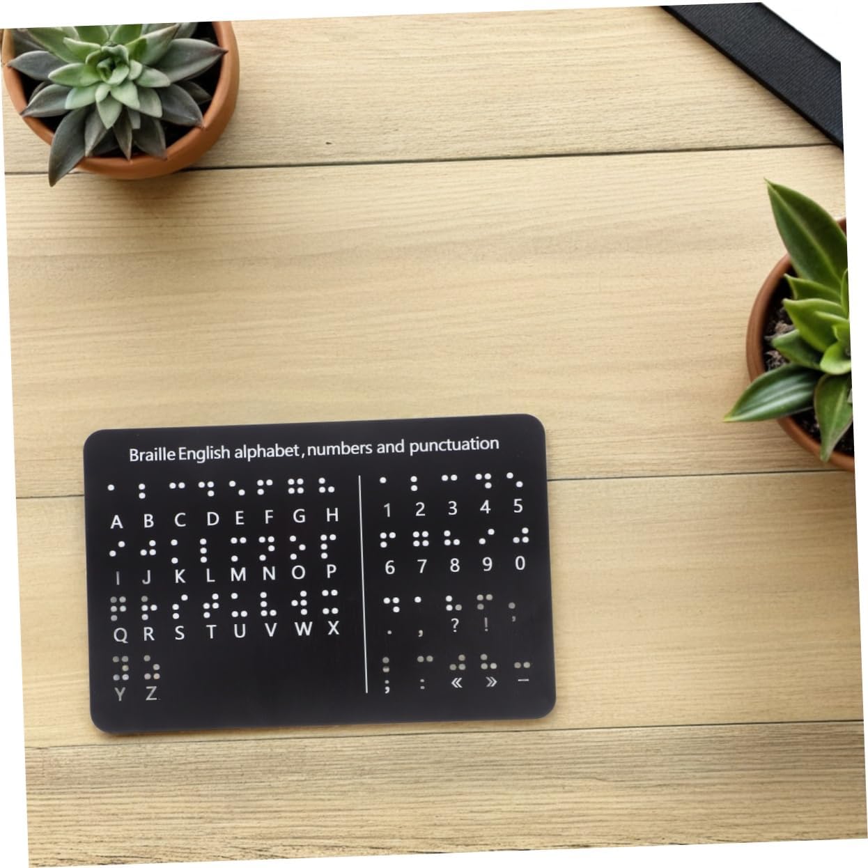 Braille English Alphabet with Raised Dots Numbers Punctuation Braille Learning for Beginners Teaching Aid for Blind Children Adult Black