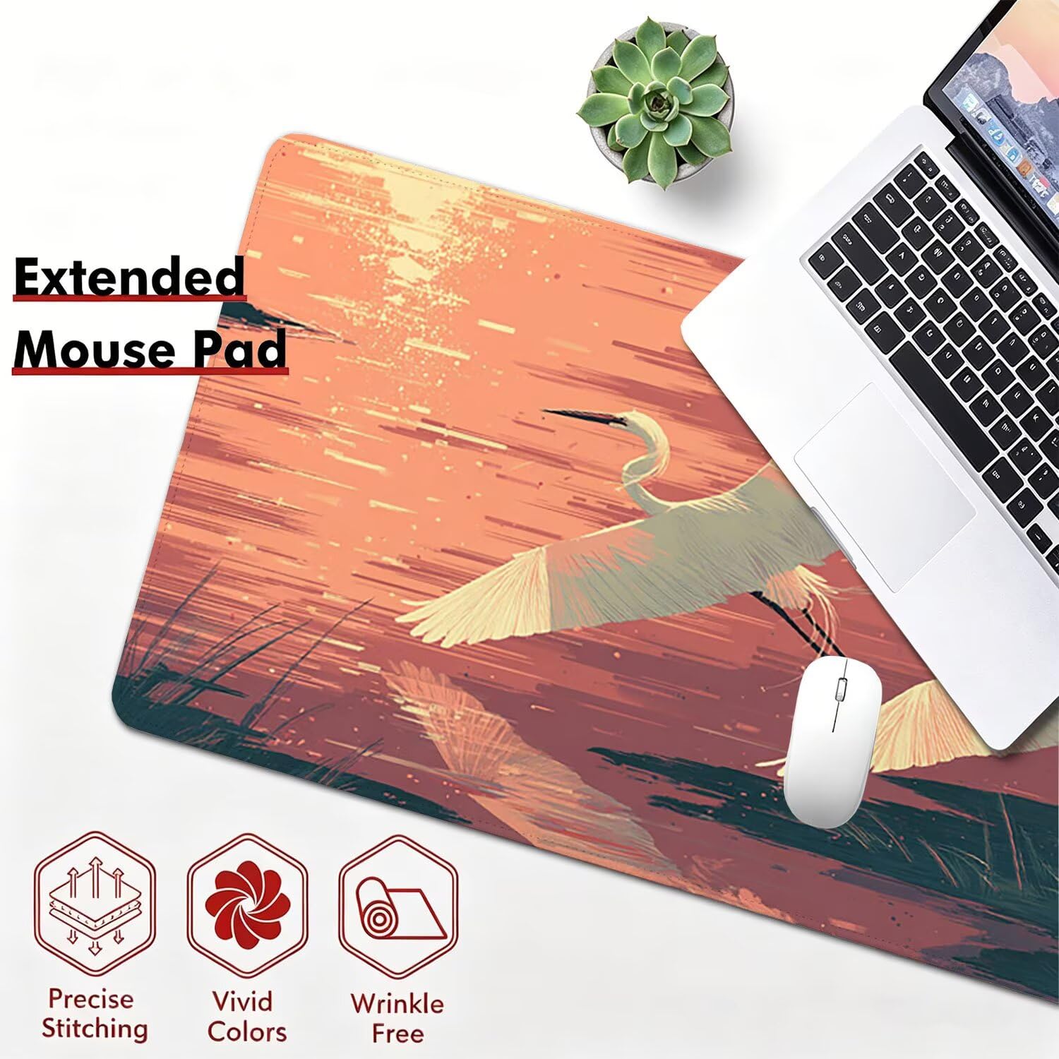 Tappetino Mouse Gaming XXL, Mousepad 1200x600x4mm Retro uccello 0x0-167 | Tappetino Scrivania con Base in Gomma Antiscivolo Bordi Cuciti per Computer, PC, Migliora la Precisione e la Velocità