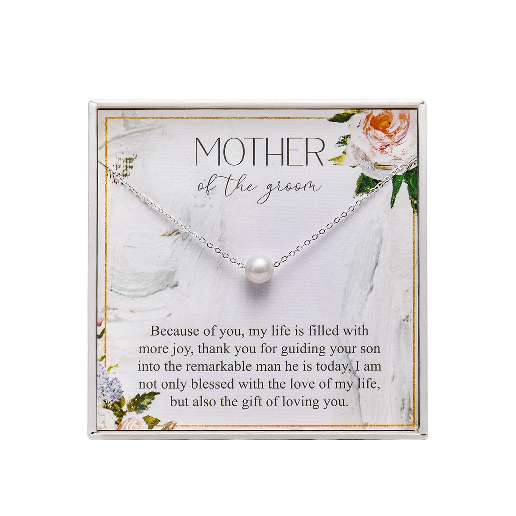 RareLove Mother of The Groom Gifts from Bride, Future Mother in Law Gifts 925 Sterling Silver Simple Pearl Necklace for Women,Gifts for Mother in Law,
