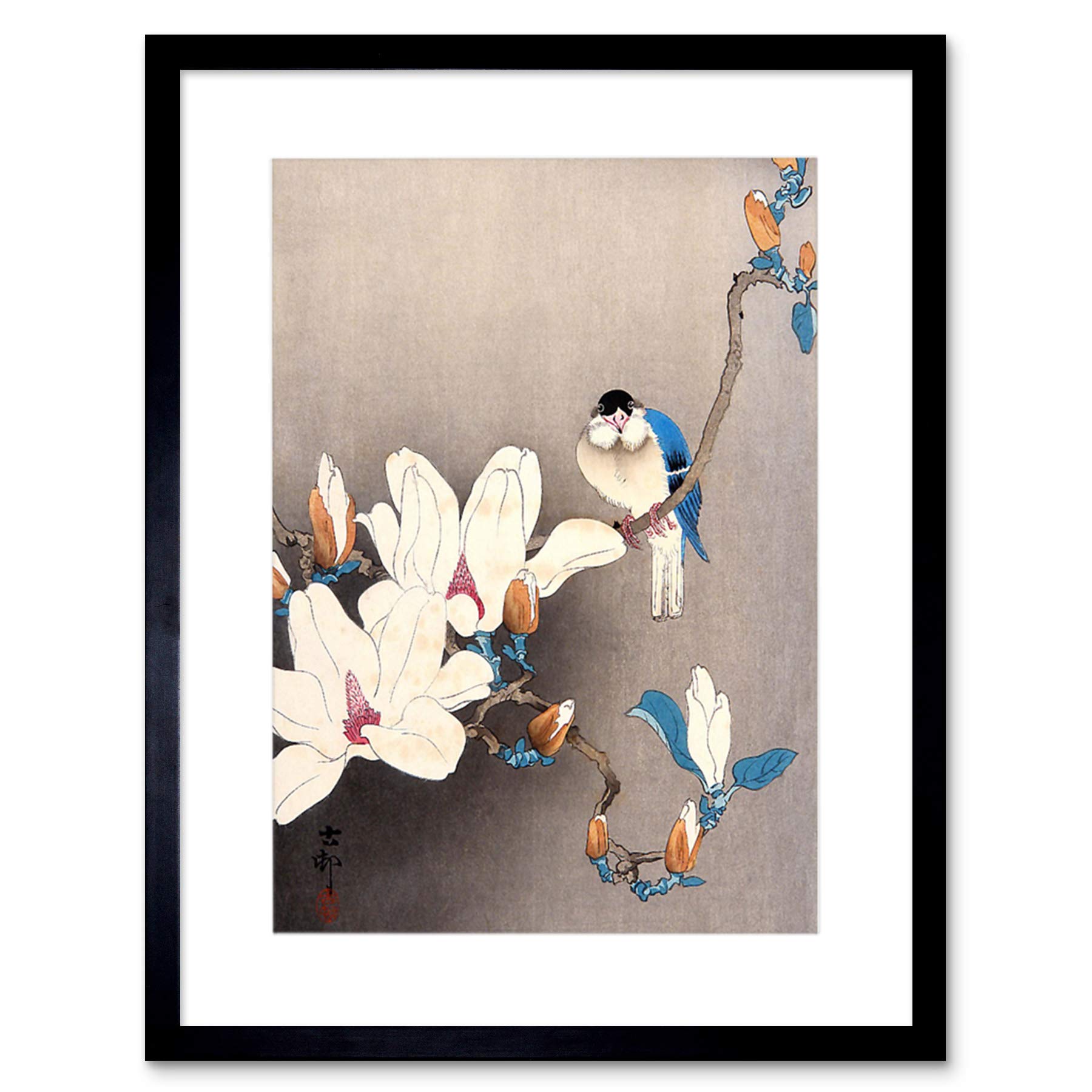 Artery8 Nature Japan Ohara Koson Bird Flower 12X16" Framed Wall Art Print from B&Q