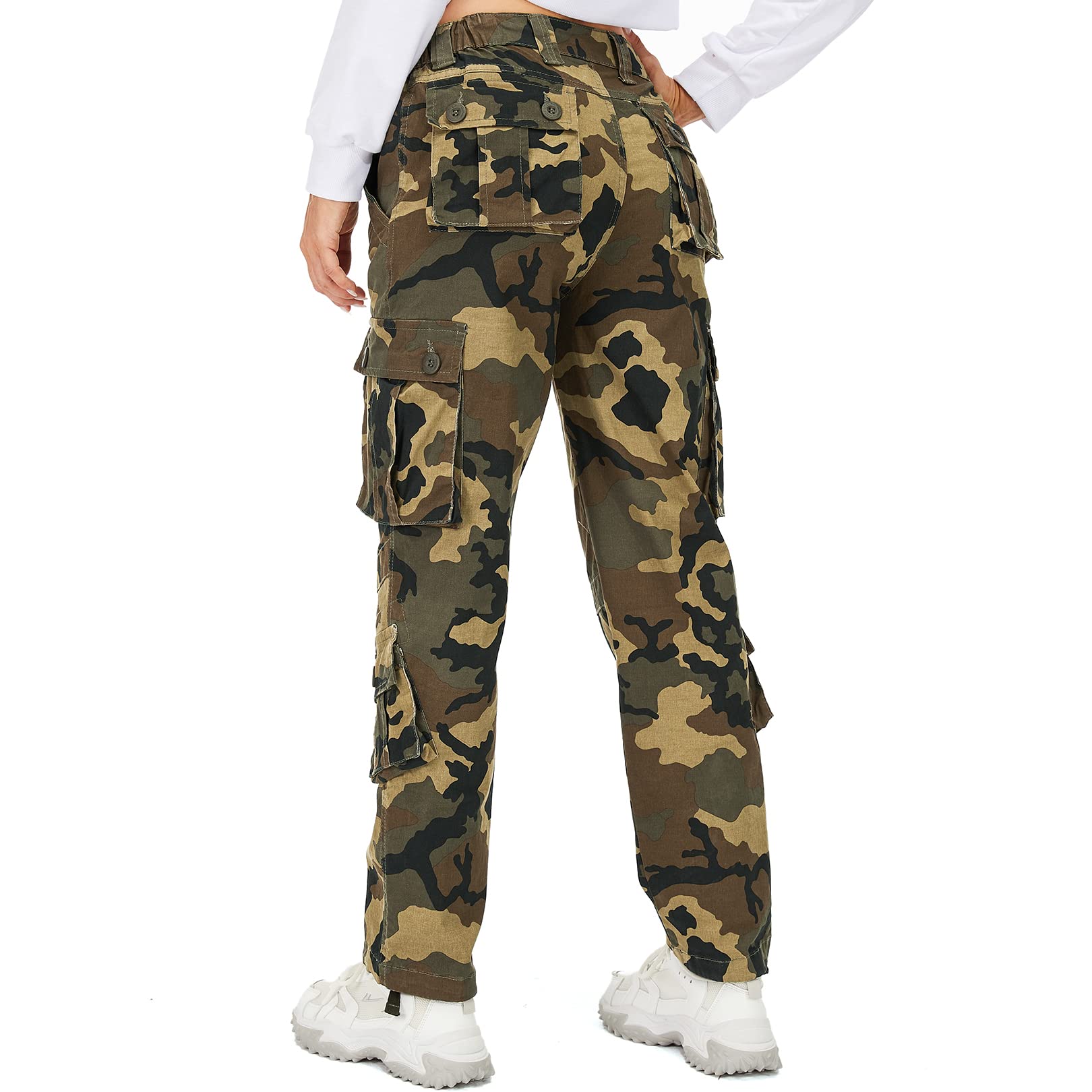 Jessie Kidden Damen Combat Cargo Hose Camo Camouflage Army Military Tactical Arbeitshose