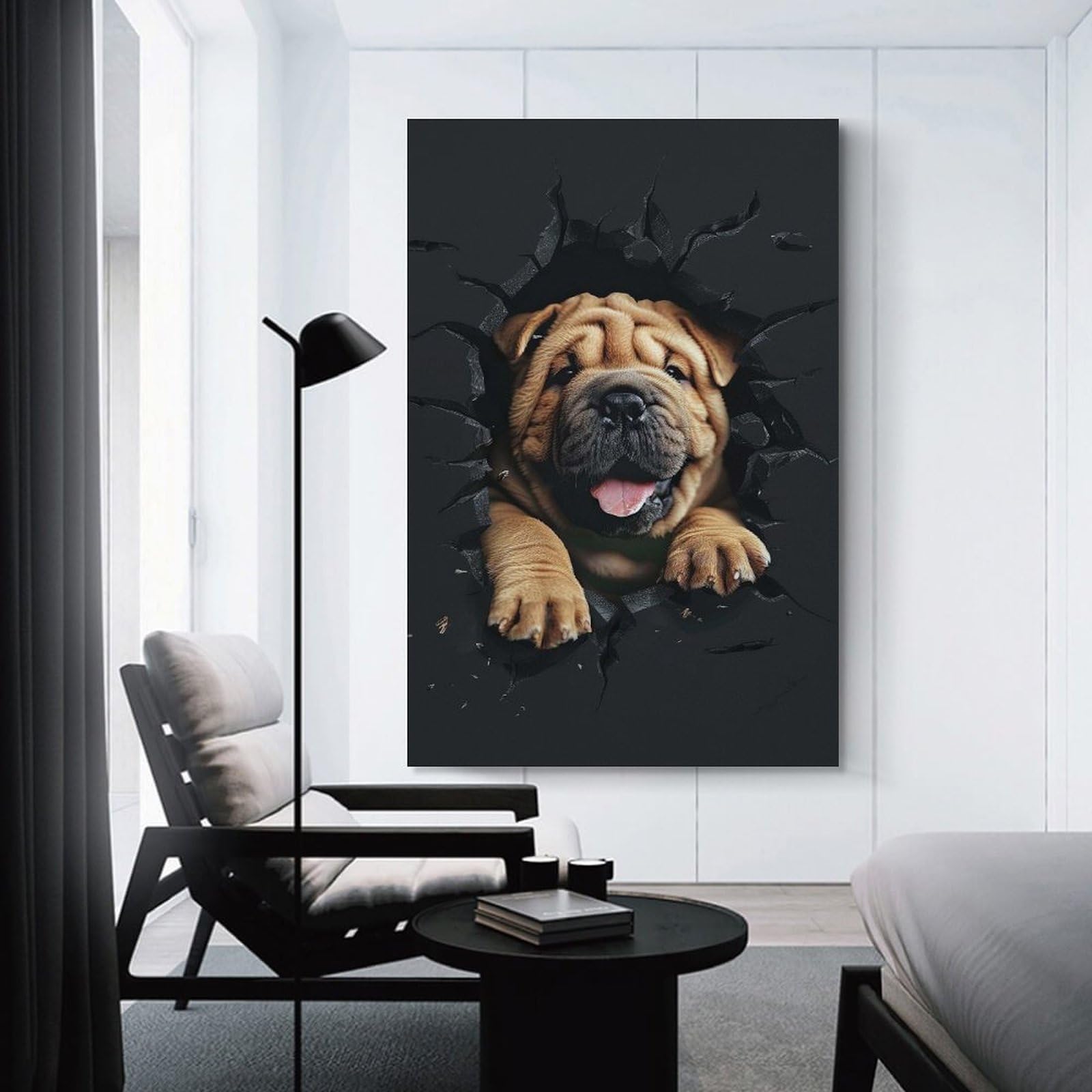 Junmoney Wall Art Print Chinese Shar Pei, 24x36inch(60x90cm), for Living Room, Bedroom Or Apartment Walls, Modern Wall Decor for Cosy Interiors