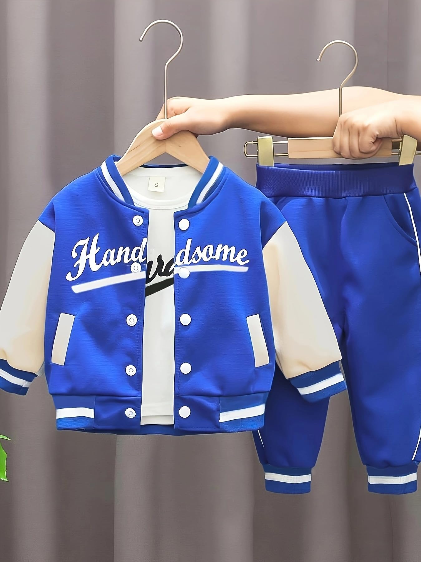 WIAINIBIBI Three-piece long-sleeved jackets for boys and girls in autumn, baby spring clothes, trendy baseball uniforms and children's clothes.. (blue, 1-2Y)
