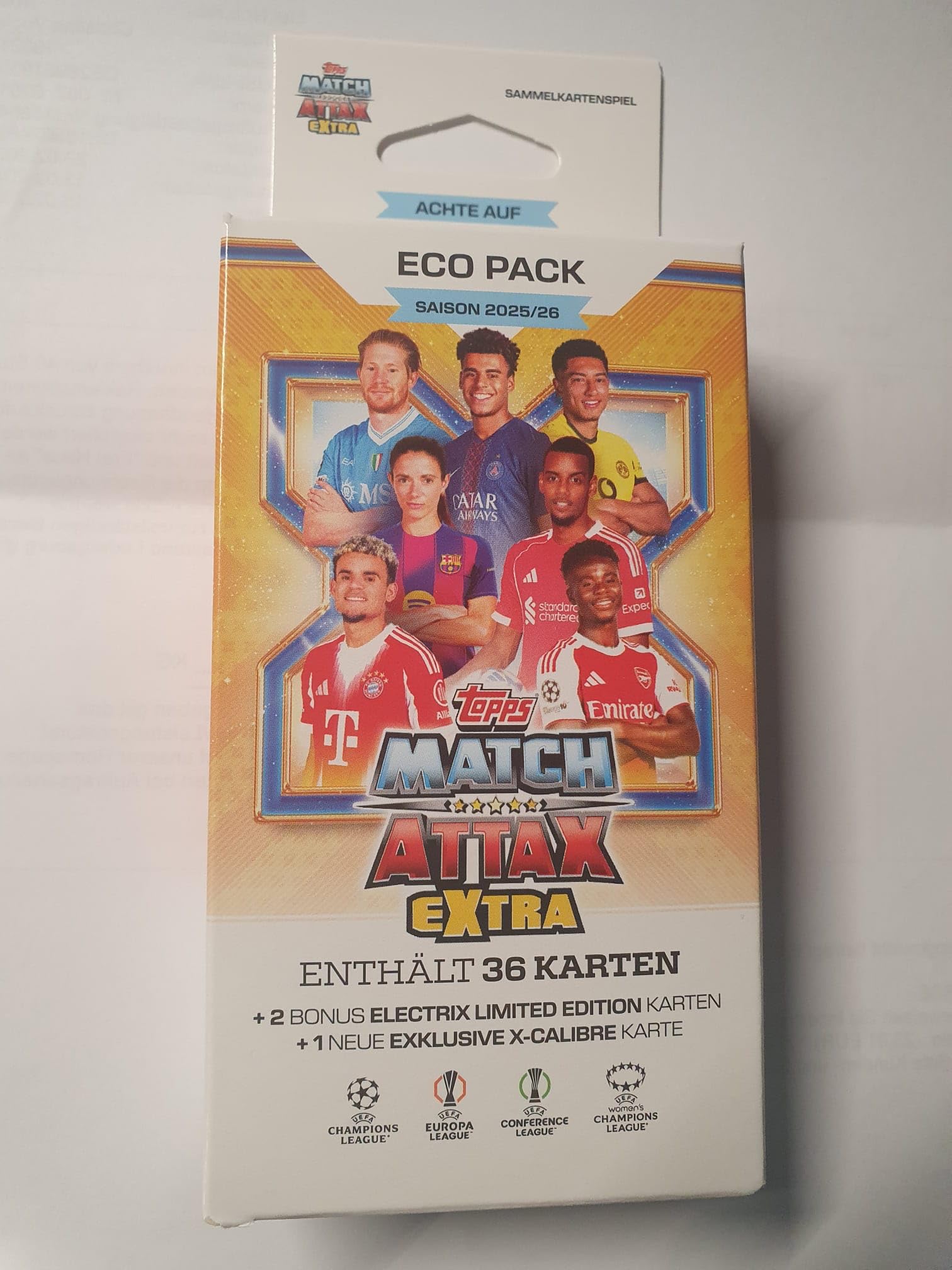 Topps Match Attax EXTRA 2025/2026 – ECO‑Pack 39 Karten 2 Electrix Limited Editions + 1 Exklusive X‑Calibre Karte UEFA Champions League Trading Cards - 3