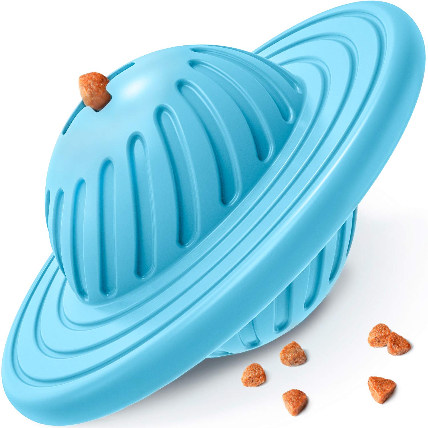 HETOO Interactive Dog Toy IQ Treat Ball Food Dispensing Puzzle Toy for Medium Large Dogs Playing Chasing Chewing One Size Blue