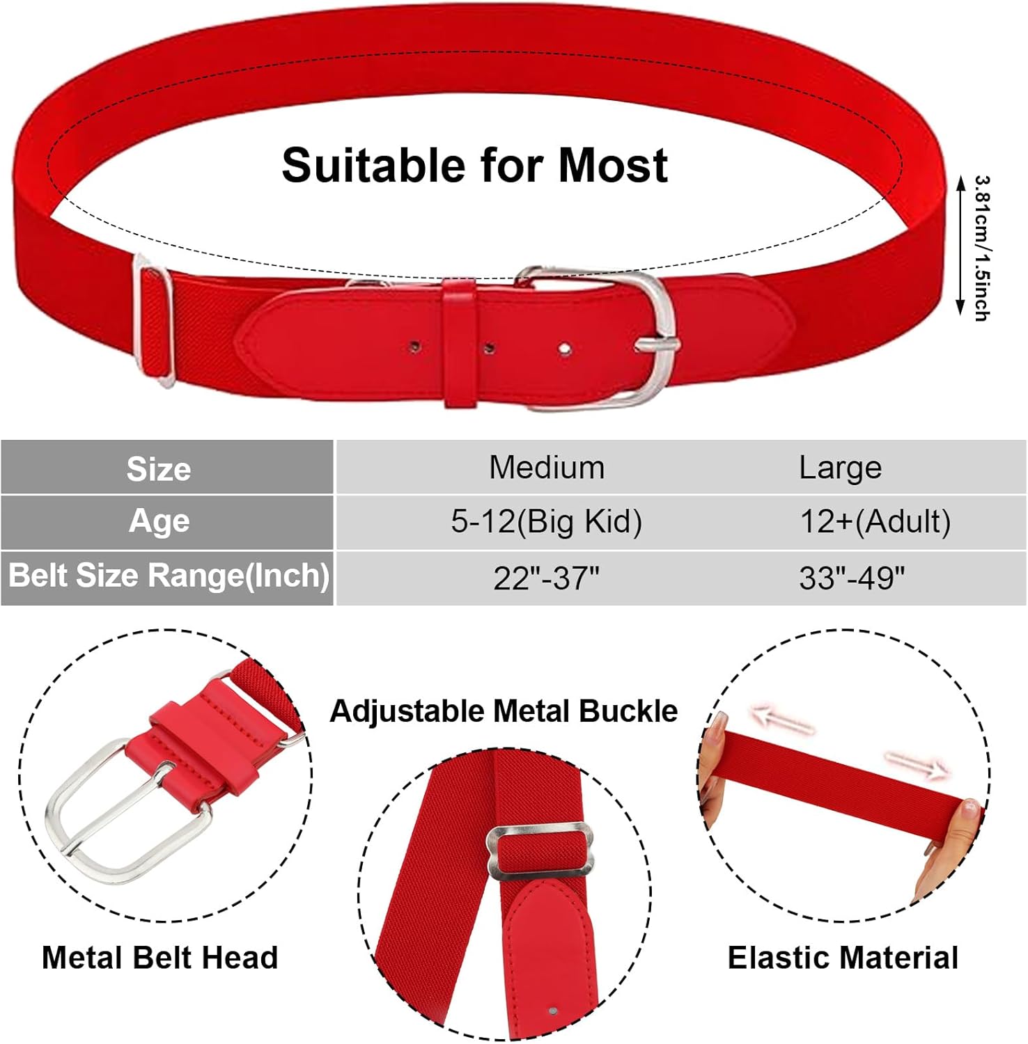 2 Pair Baseball Socks and Belt Set with Stripes for Youth Adult Softball Socks Men Women Strenchy Baseball Belt Combo - Image 5