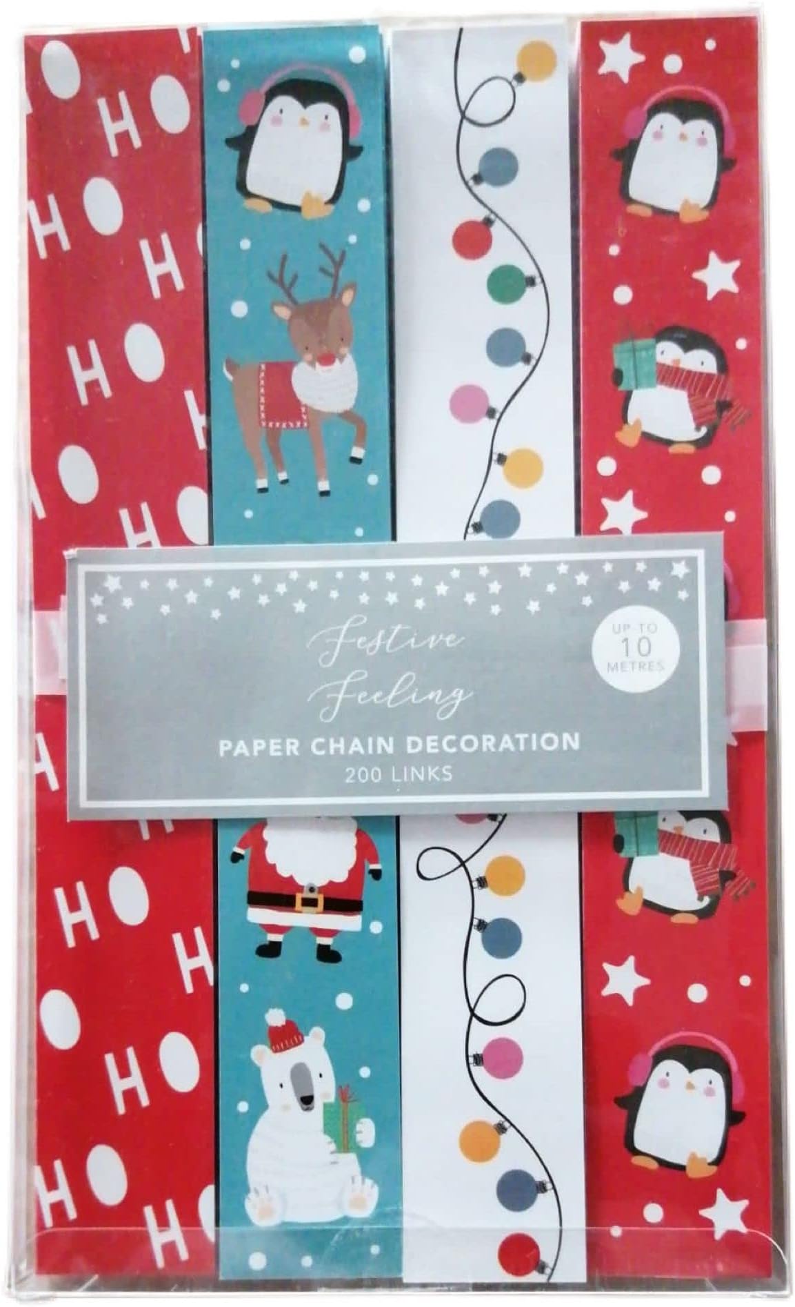 eBoutikeBoutik – Novelty Christmas Decorations - Make Your Own Traditional Christmas Paper Chain Kit – Paper Chains Self Adhesive (Santa Friends)