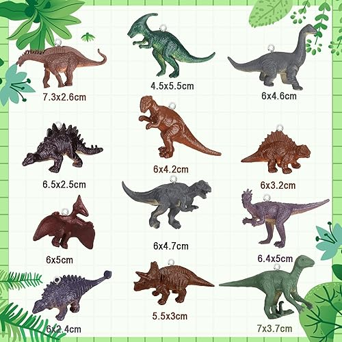 Miniatura 8 de 24 adornos decorativos para árbol de Navidad de dinosaurio, adorno colgante de Navidad, dinosaurio de plástico, decoración de árbol de Navidad para