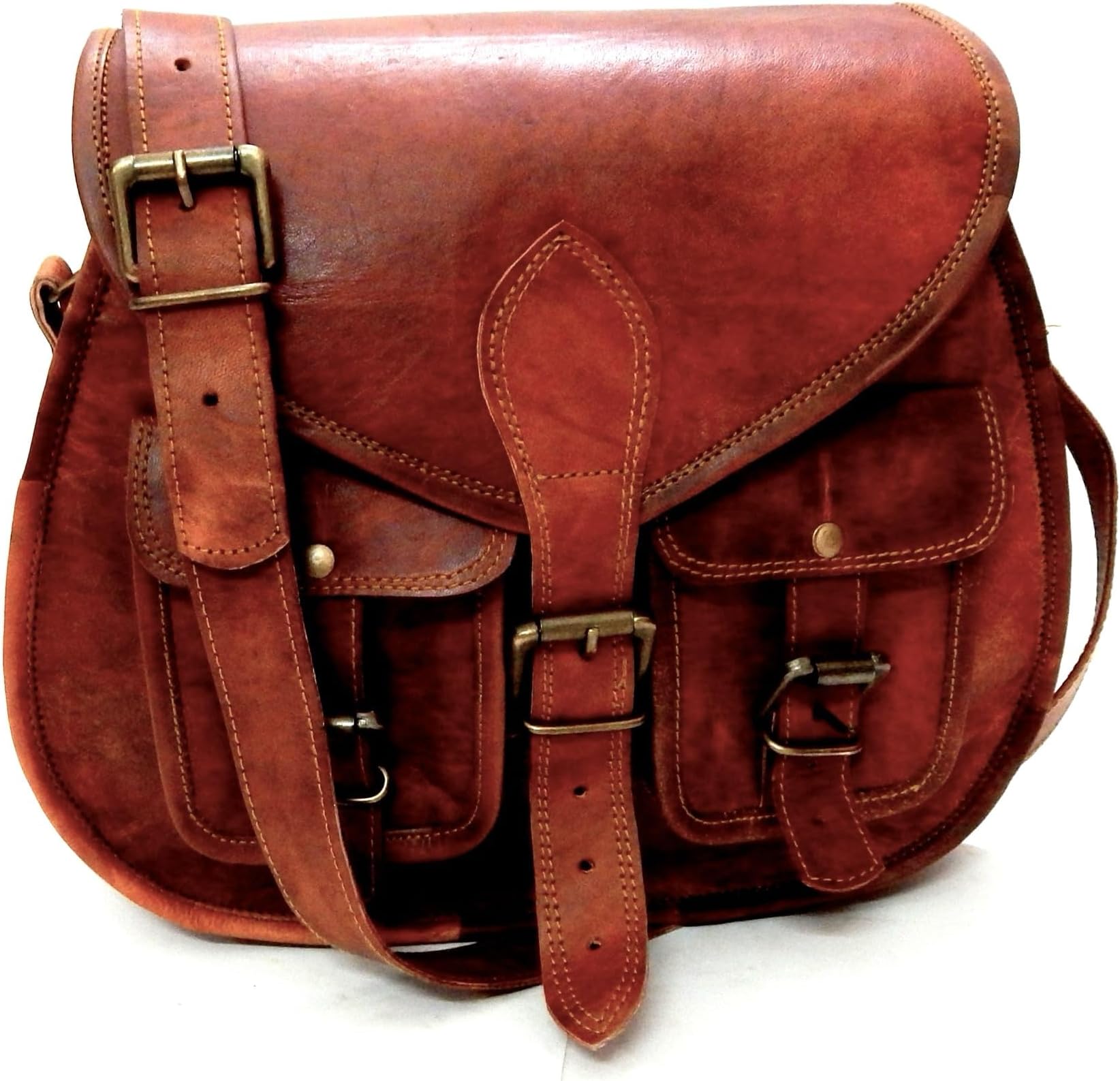 Women Vintage Style Genuine Leather Crossbody Shoulder Bag Handmade Purse