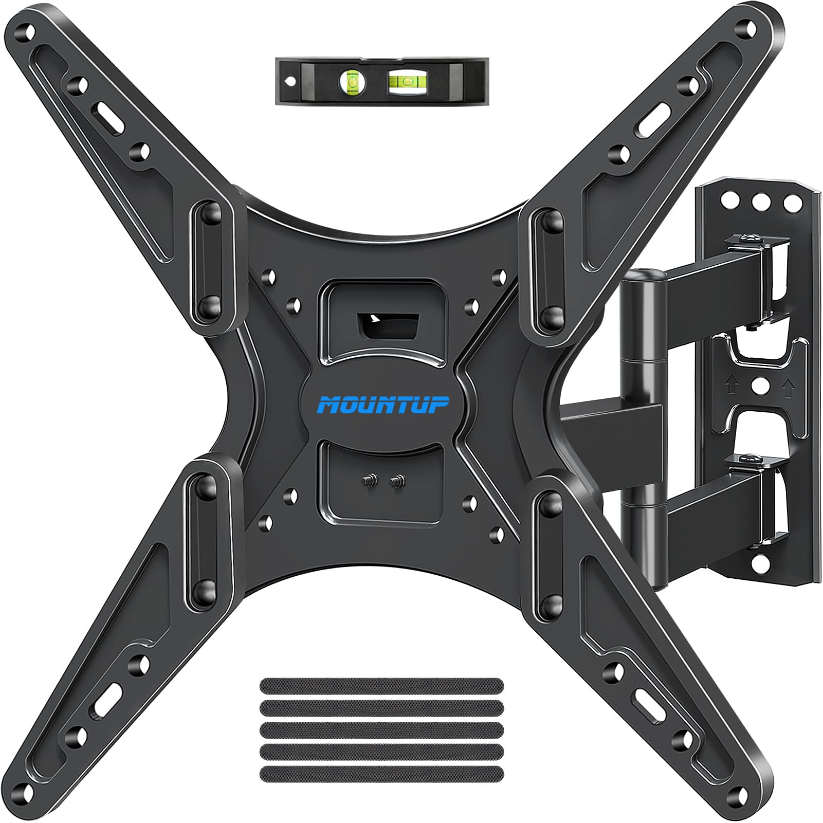 MOUNTUP TV Wall Mount Full Motion Tilting TV Mount Bracket for Most 26-55 Inch Flat Curved TVs with Swivels Articulating Arms Max VESA 400X400mm and 88lbs Fits Single Stud MU0014