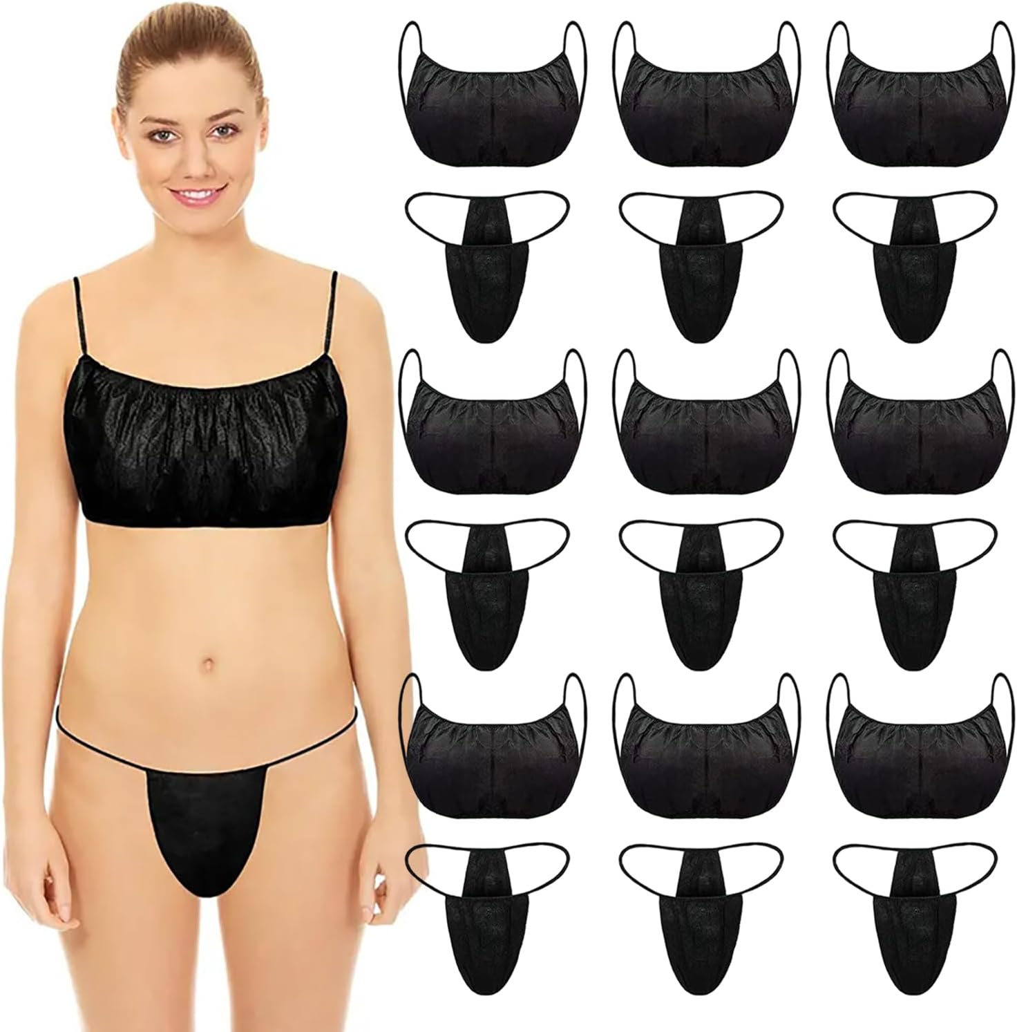Disposable Women’s Underwear & Bra Sets - 50 Count Bikini Thongs & 50 Count Bras for Spa, Massage & Tanning - Image 2