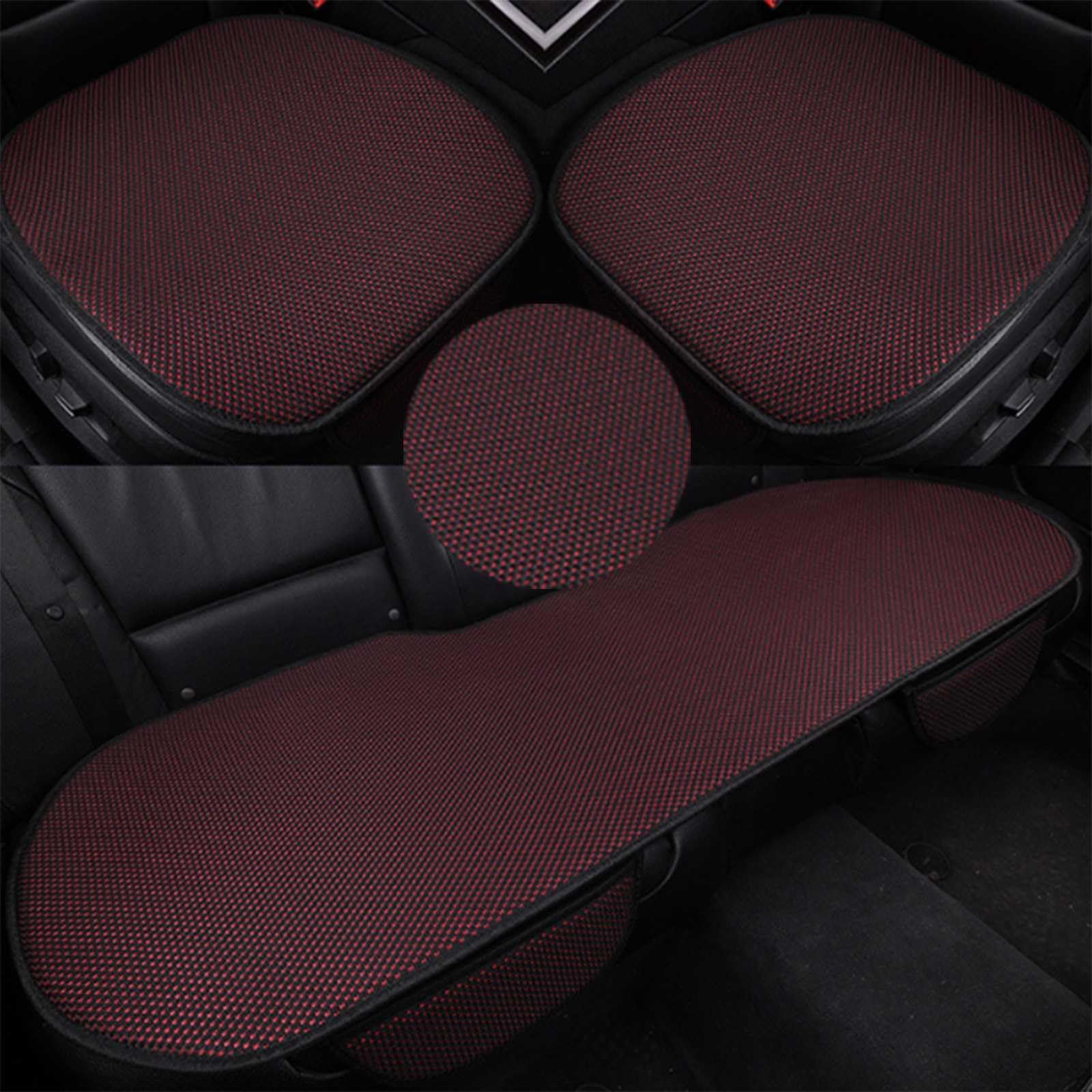 トヨタ 新型アクア Xグレード に適用 車用シートクッション 車 座布団 カーシートクッション おしゃれ 通気性 アイスシルク素材 涼感アイスシルククッション 熱発散蒸れない 滑り止め 車用アイスシルククッション 前座席用2枚+後部座席用1枚 自宅/オフィス 四季汎用 (3枚組)