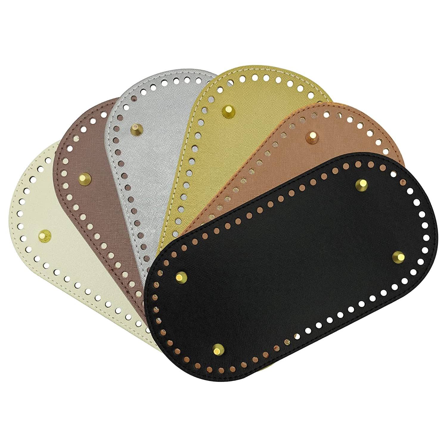 CTRLZS 6 Pack PU Leather Bag Bottom Oval Wallet Bottom for Crochet Bag Bottom Crochet Bag Stud Bottom (25X12cm, 6 Colors)