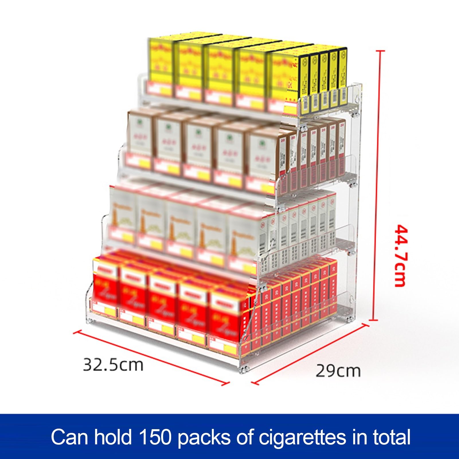 Espositore da parete in acrilico per sigarette e caramelle, vassoio automatico impermeabile a 2-4 livelli, organizer trasparente per negozi, 32,5x29x44,7 cm - Perfetto per minimarket e vetrine.