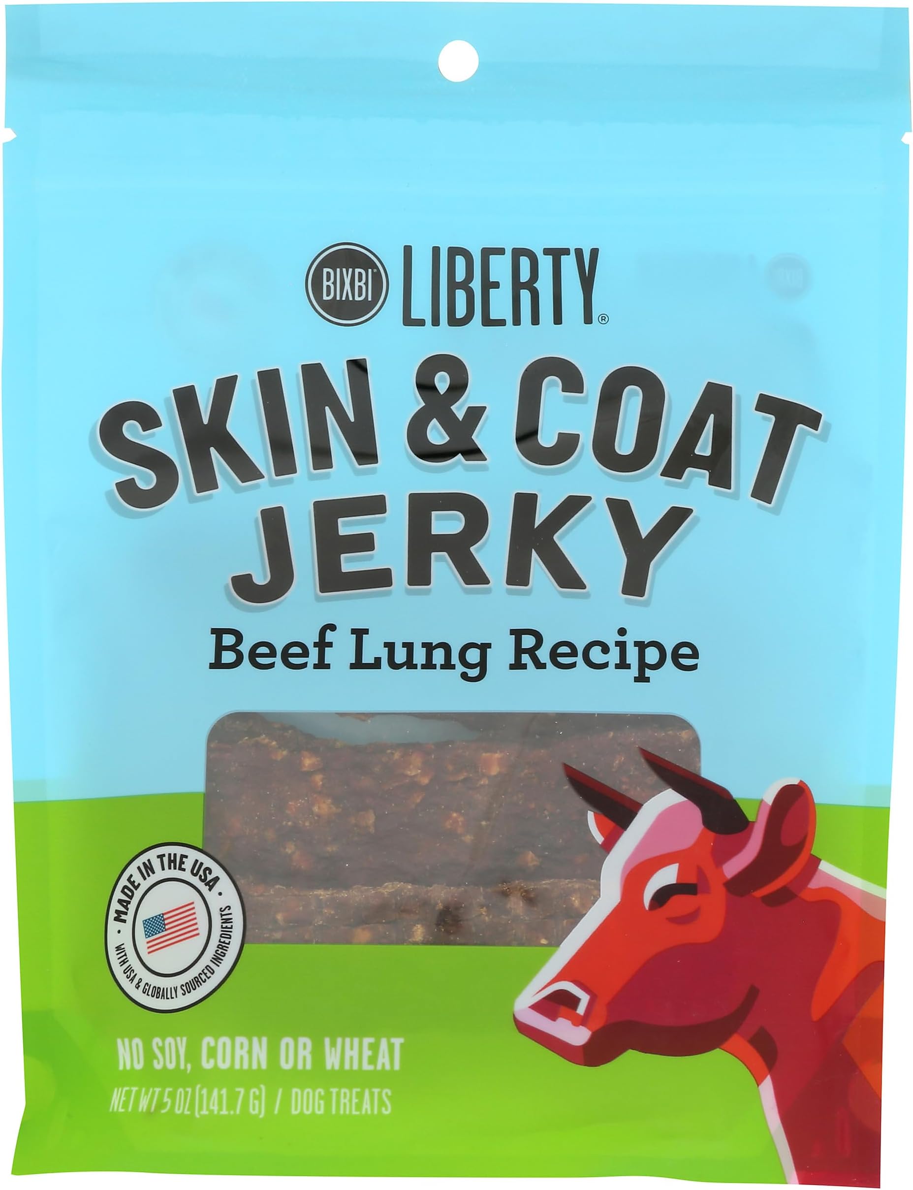 Liberty Skin & Coat Support Beef Lung recipe Dog Treats,5 oz-USA Made Grain Free Dog Treats-Antioxidant Rich to Support Shiny,Full Bodied Coats-High in Protein,Whole Food Nutrition,No Fillers