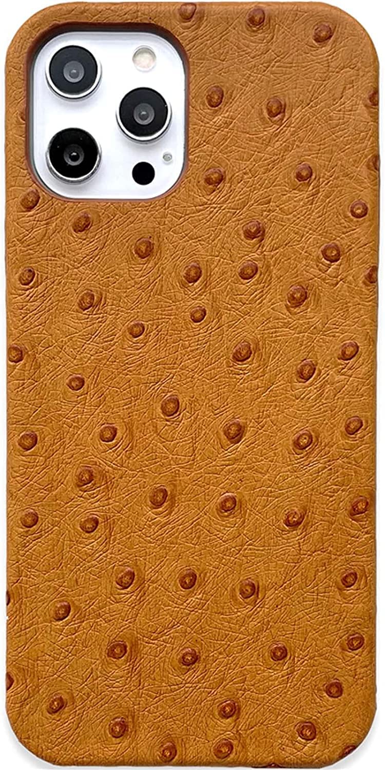 Coque iPhone 13 Pro Max en cuir d'autruche jaune luxe SCHIK - 8