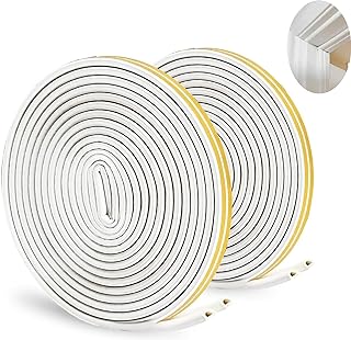 Homend 66FT Long White Weather Stripping - 2 pack Soundproof Weather Stripping for Doors and Windows - Self-Adhesive Rubber Seal Strip -Weather Stripping Door Seal Strip for Doors and Windows(White)
