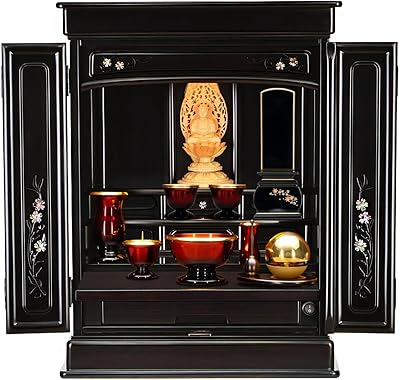 Amazon｜仏壇 ミニ モダン 黒檀調 14号【高級螺細細工 桜 14号～25号 