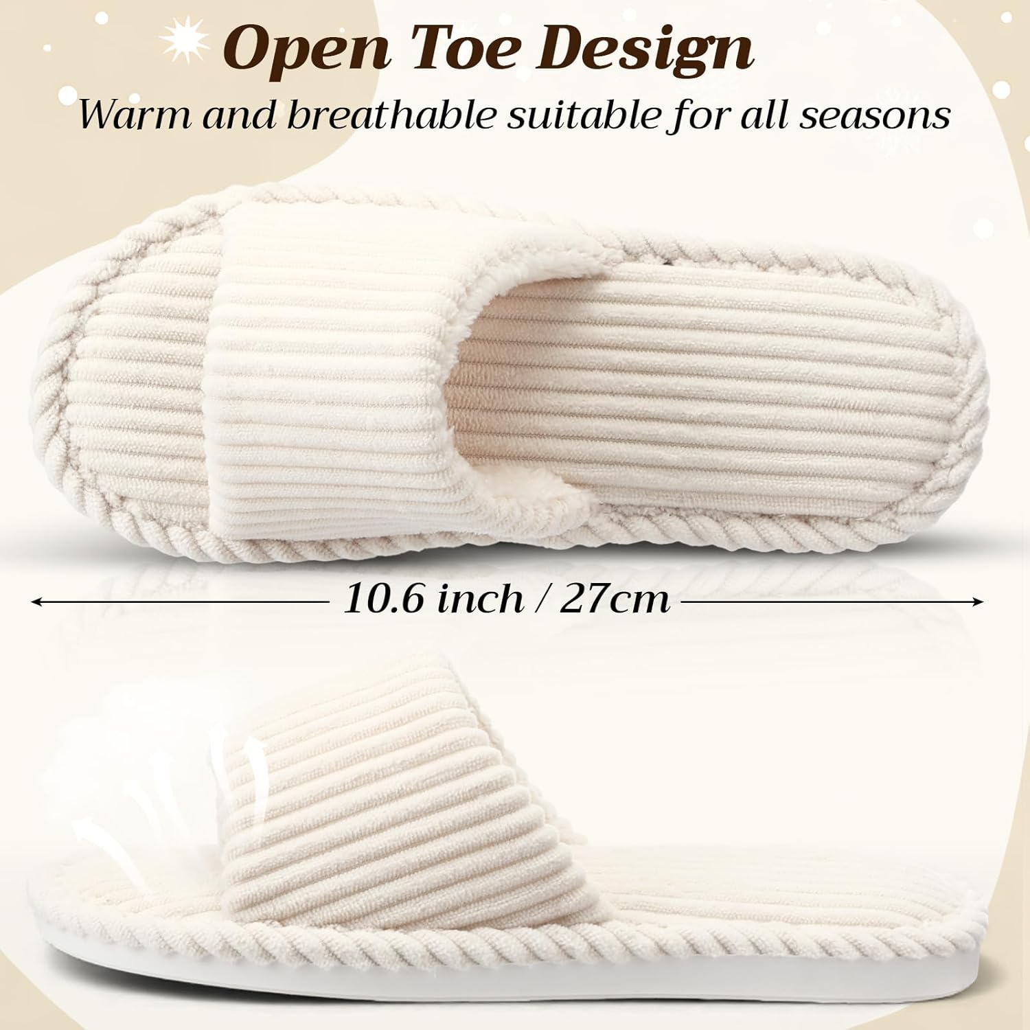 12 Pairs Slippers for Women Bridesmaid Slippers Bulk House Slipper Indoor Open Toe Corduroy Bedroom Shoes Slides for Bridal - Image 4