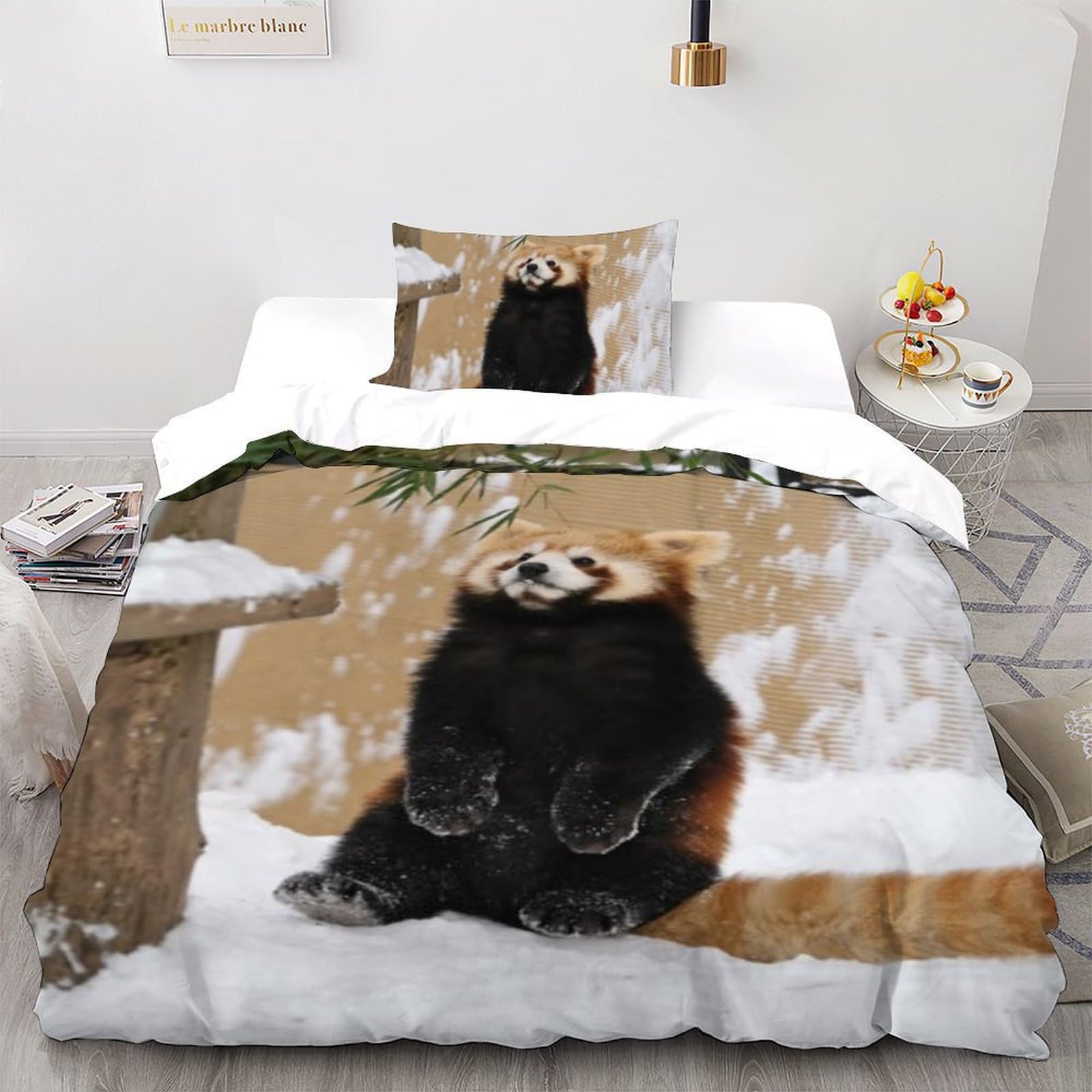 Linge de lit raton laveur avec housse de couette single et taie d'oreiller, le cadeau idéal enfant