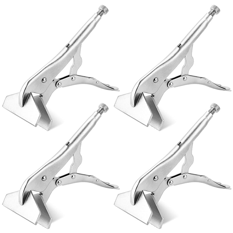 Kit com 4 Alicates de Pressão para Chapas AMGSH de 25,4 cm, Mandíbulas Planas Ajustáveis para Soldagem