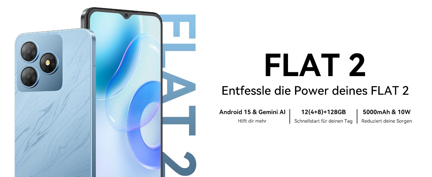 OSCAL Flat2 Android15 12GB+128GB SIMフリー OSCAL Smartphone Android 15, 12Go+128Go(TF 2To), Flat 2 Telephone