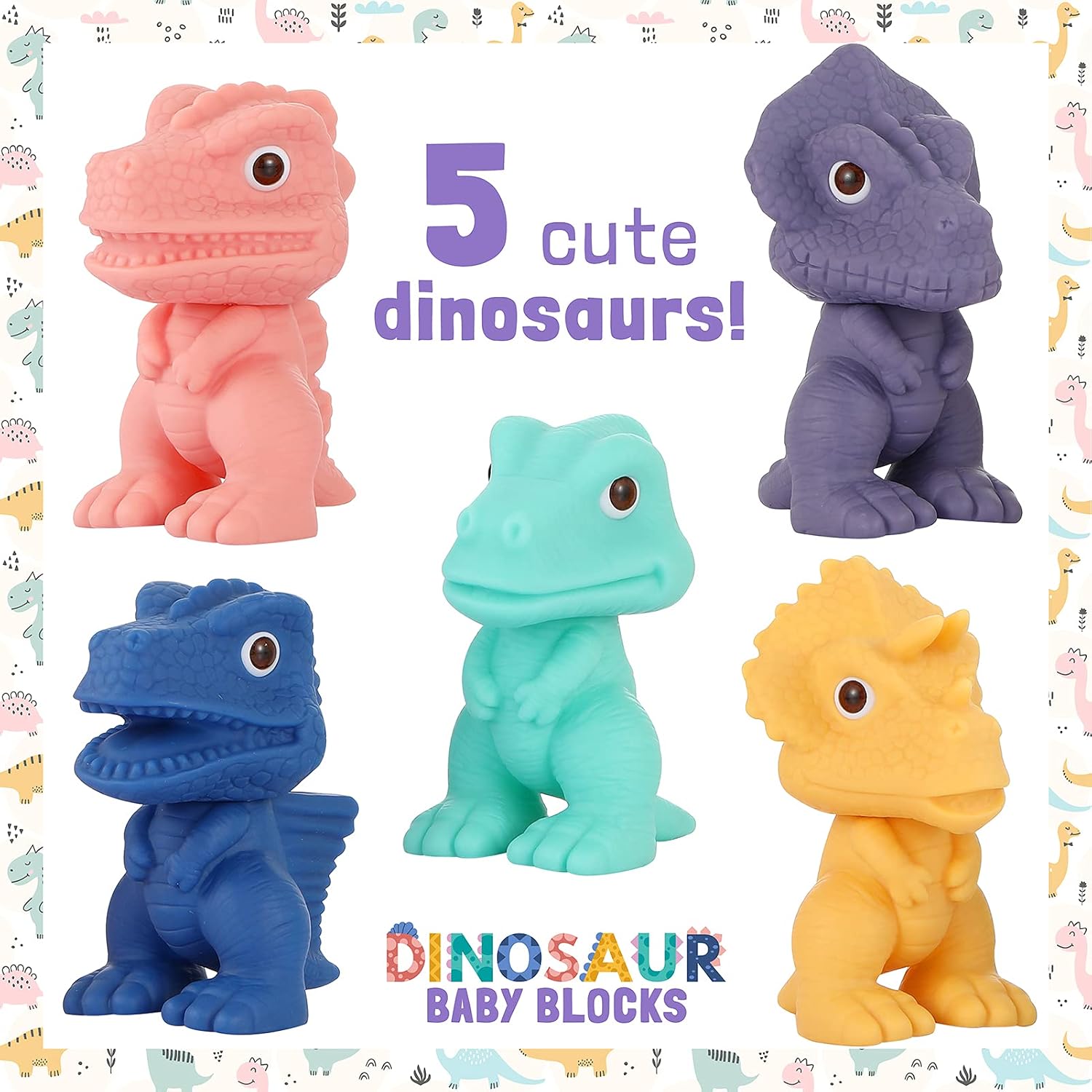 Baby Soft Blocks, Stacking Building Blocks, Teething & Squeezing Dinosaur Toys for Babies, Montessori Blocks with Numbers Animals Fruits, Soft Baby Toy for Baby Infants Toddlers Age 6 to 12 Months Up.