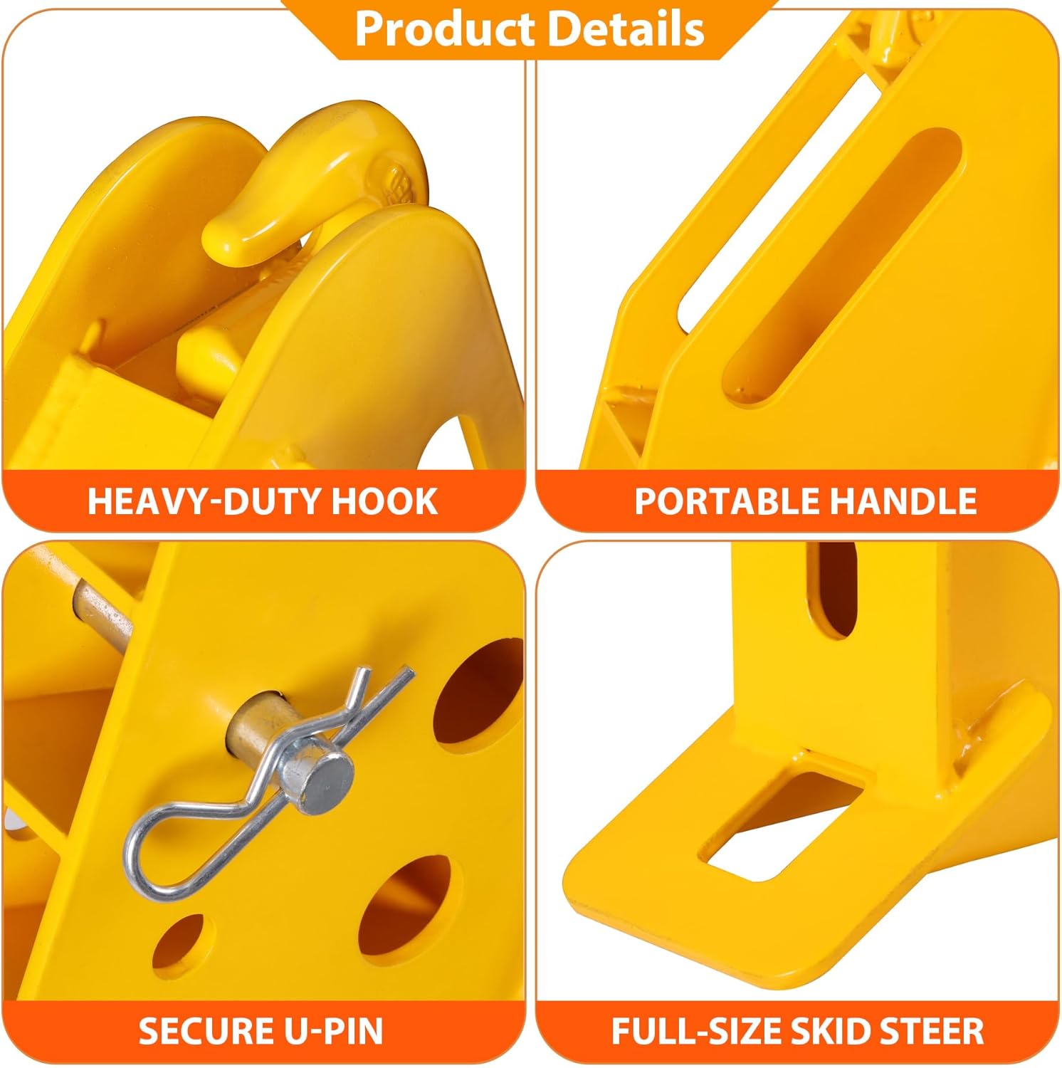 Adjustable Skid Steer Attachment, 20,000 lbs Towing Capacity, Compatible with Skid Steer Loaders and Tractors, Fits 2" Receiver Tubes