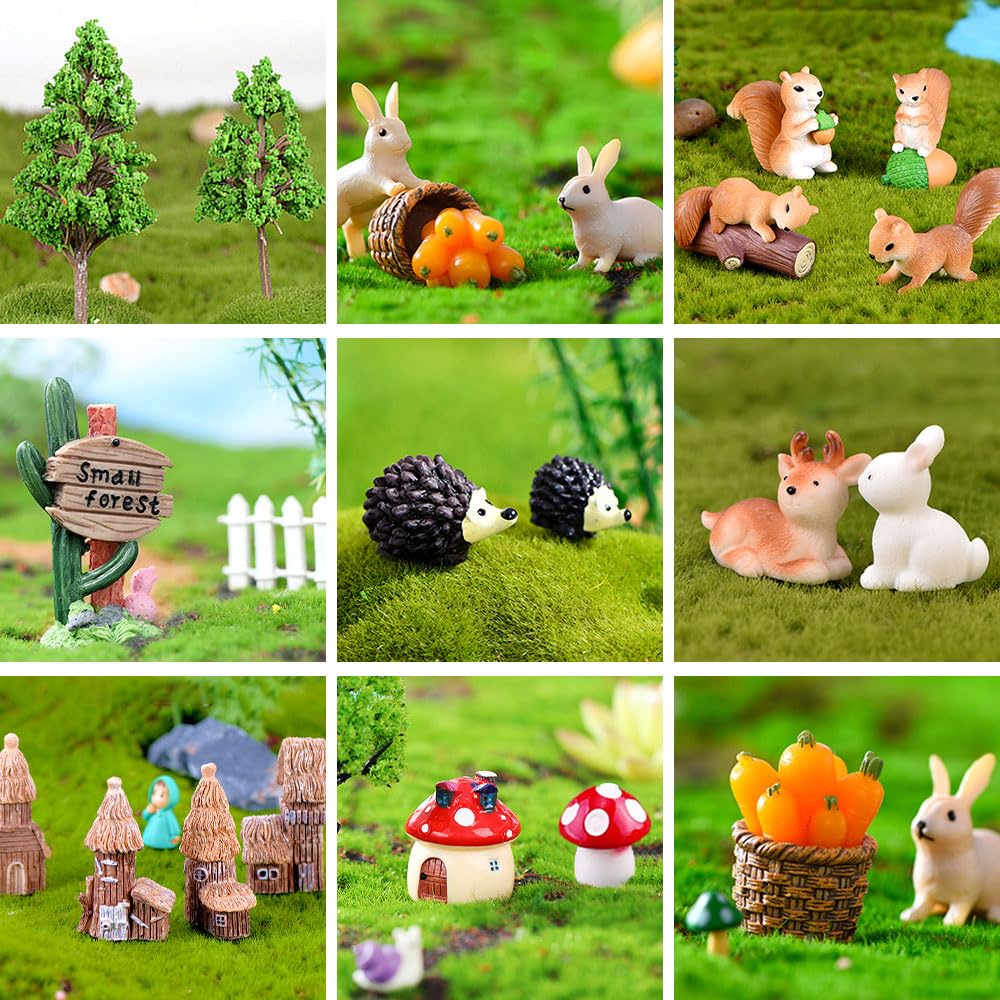 42 Pezzi Alberi Modellismo Alberi Modello Misto Albero del Diorama Plastic Animali del Bosco per DIY Paesaggi in Miniatura Decorazione