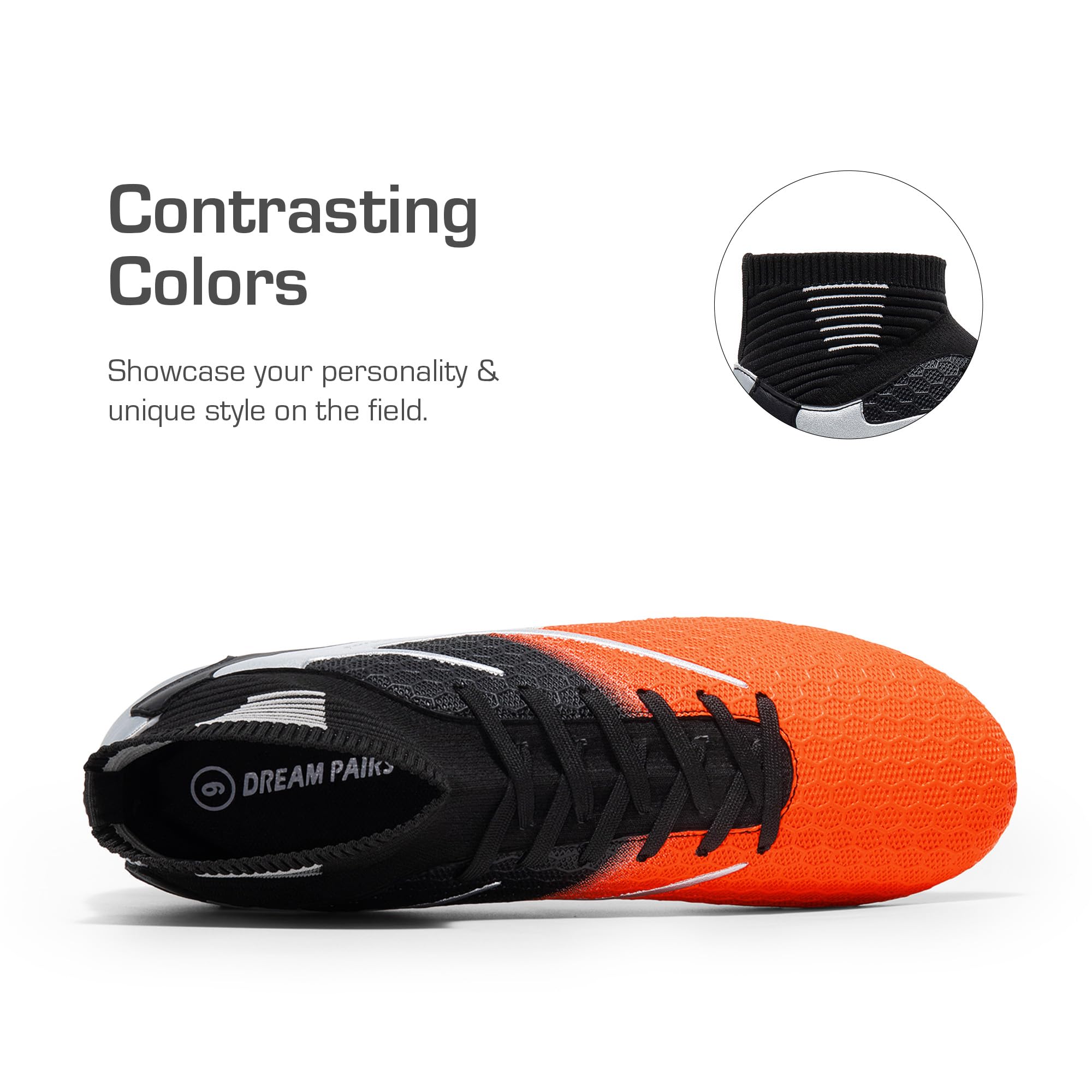 DREAM PAIRS Chaussures de Football pour Hommes Durable Chaussure Crampons Montantes à Lacets Stables et Accrocheuses SDSC2407M