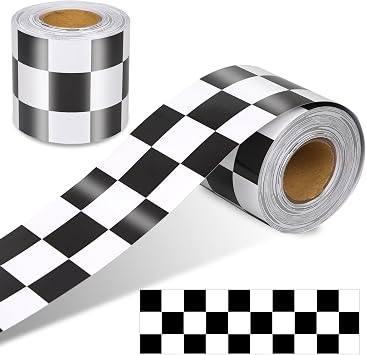 65 Feet Bulletin Board Borders, Checkered Flag Decorative Bulletin Border, Road Race Rolled Blackboard Straight Trim Borders Back to School Decoration for Classroom and Home
