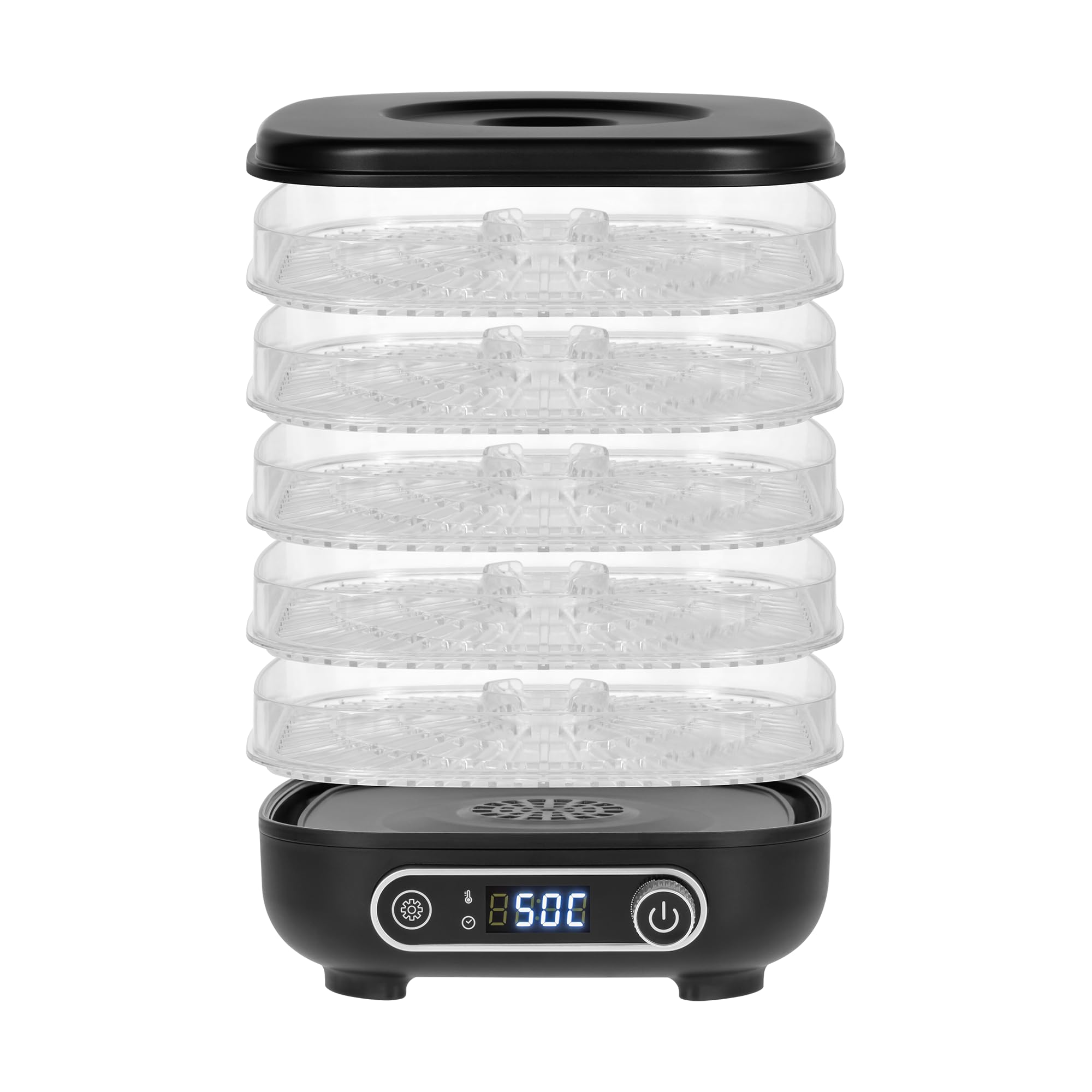 Teesa Deshidratador de setas para frutas y verduras, potencia de 300W, 5 bandejas, pantalla LCD, ciclo térmico, control de temperatura TSA3033