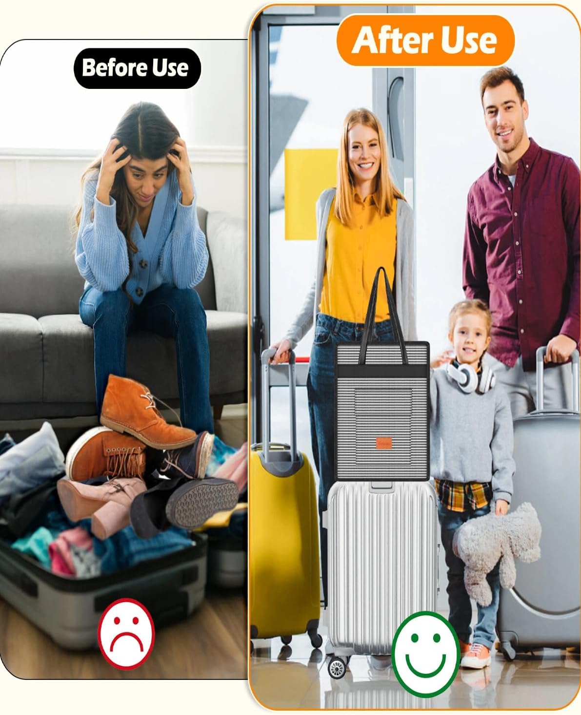 Yotako Shoe Bag for Travel with Leathers Handle-Portable Shoe Organizer with Pockets,3 in 1 Hanging Luggage Shoe Storage Bag,Travel Shoe Bag for Women Men Fit 6 PCS Shoes,Stripe - Image 2