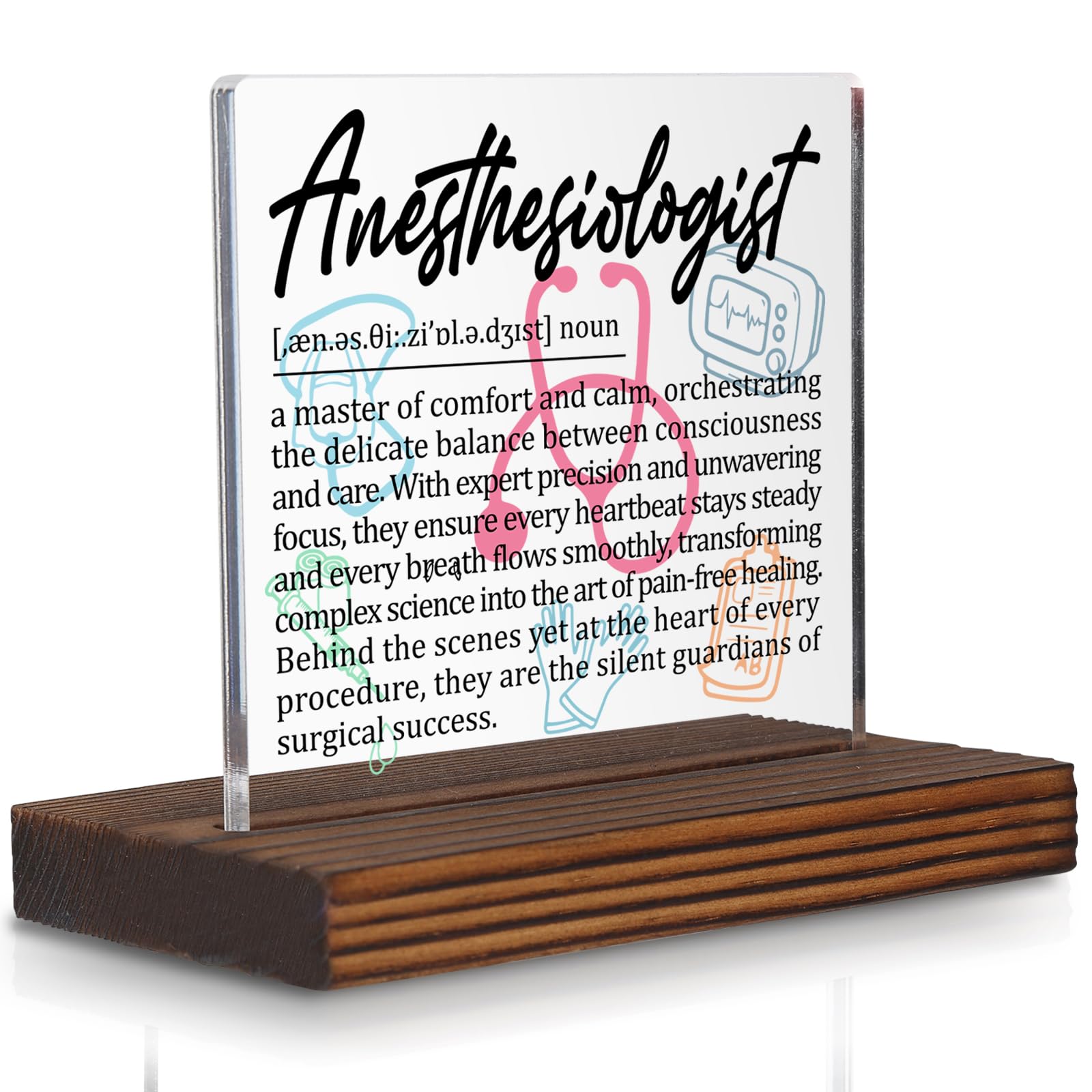 Anesthesiologist Gifts, Thank You Appreciation Gifts for Anesthesia Doctors Week Graduation Birthday Christmas Surgical Support Staff Office Desk Decor Decorative Signs Plaque PA021