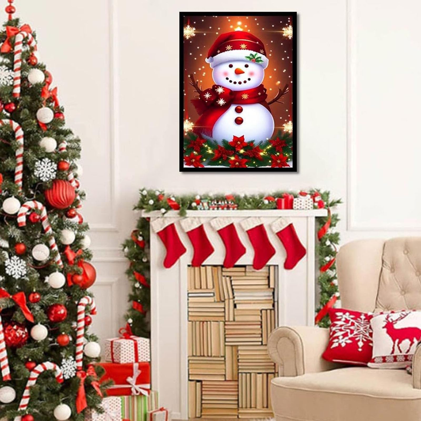 MAXBYE DIY Diamant Painting Schneemann – 5D Diamond Art Set, 30x40 Cm, Für Erwachsene & Kinder, Weihnachtsdekoration