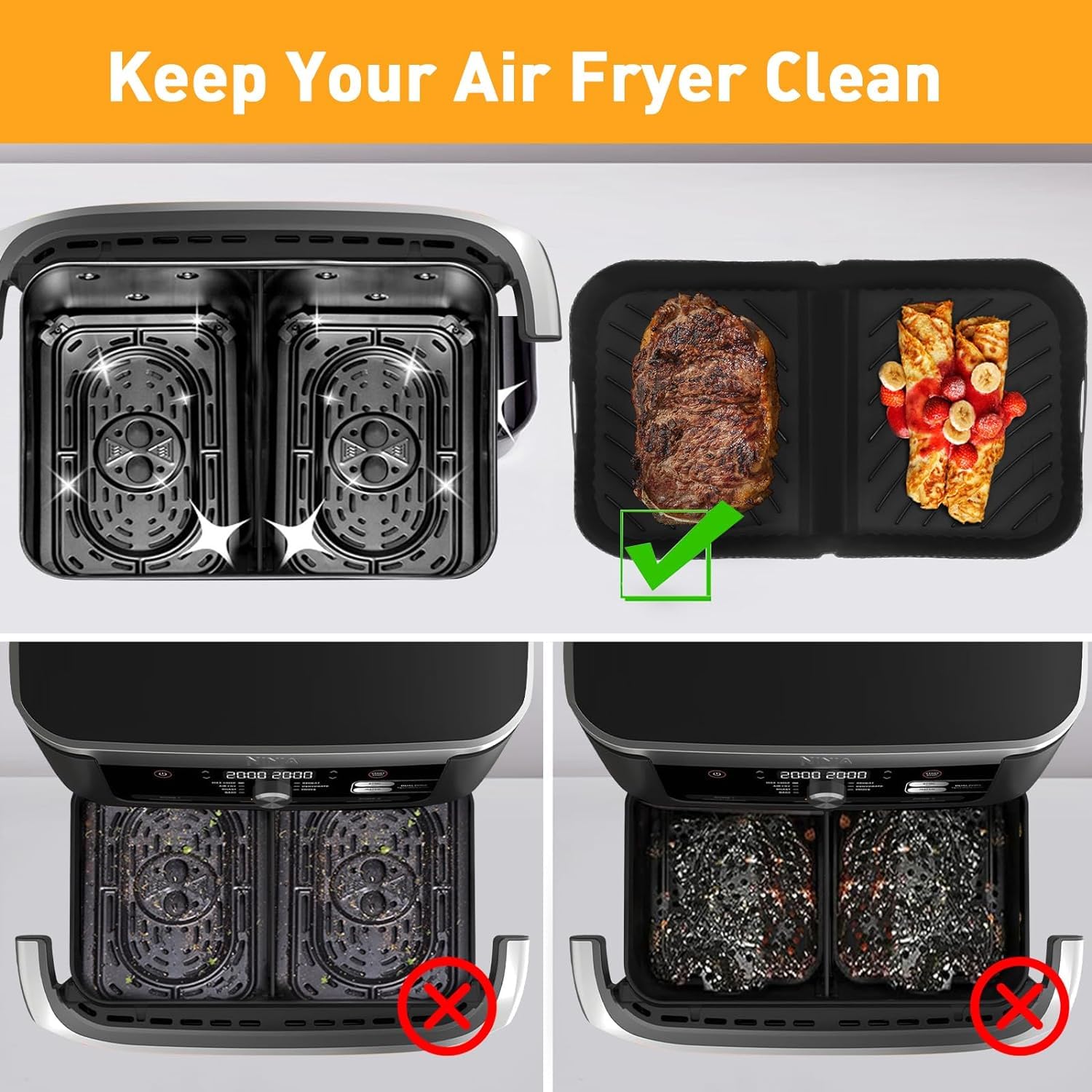 Lot de 3 accessoires de friteuse à air chaud, 10,4 l, en silicone, pour Ninja Foodi Flexdrawer, AF500DE, accessoires pour Ninja AF500EU Lot de 3 accessoires de friteuse à air chaud, 10,4 l, en silicone, pour Ninja Foodi Flexdrawer, AF500DE, accessoires pour Ninja AF500EU