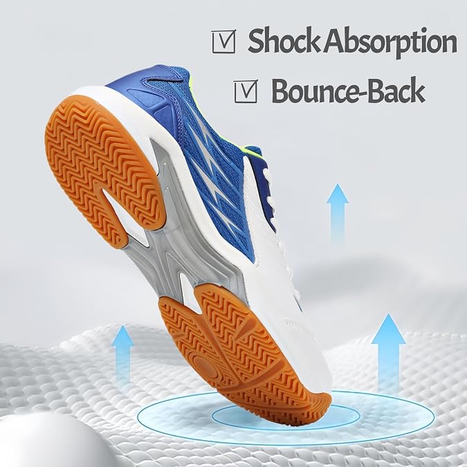 Men's Pickleball Shoes - Tennis & Racquetball Anti-Slip Court Sneakers - Breathable Cushioned