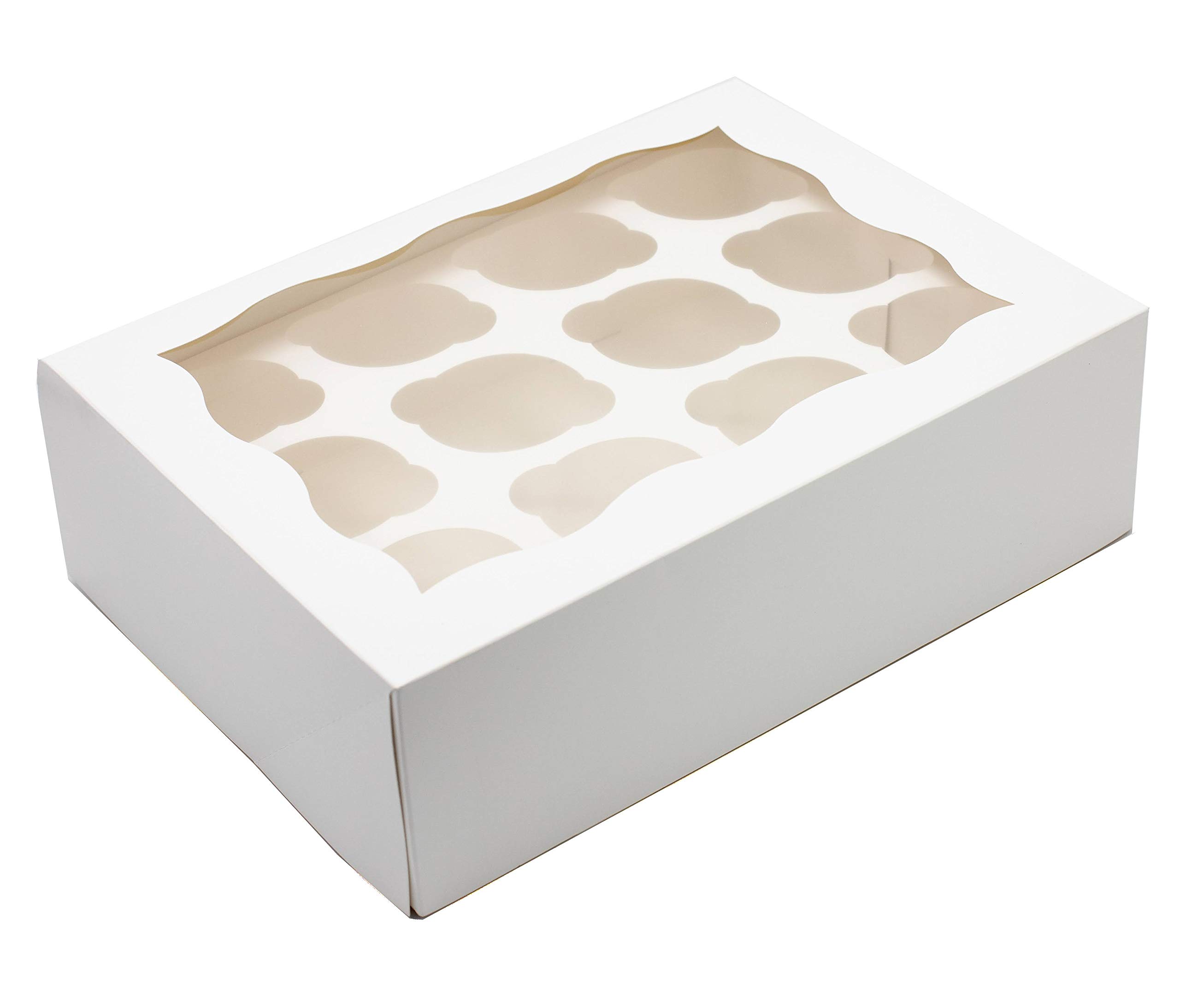 Alinelly Cupcake Boxes, 15-Set White Cupcake Box, Cupcake Boxes 12 count, Cupcake Inserts