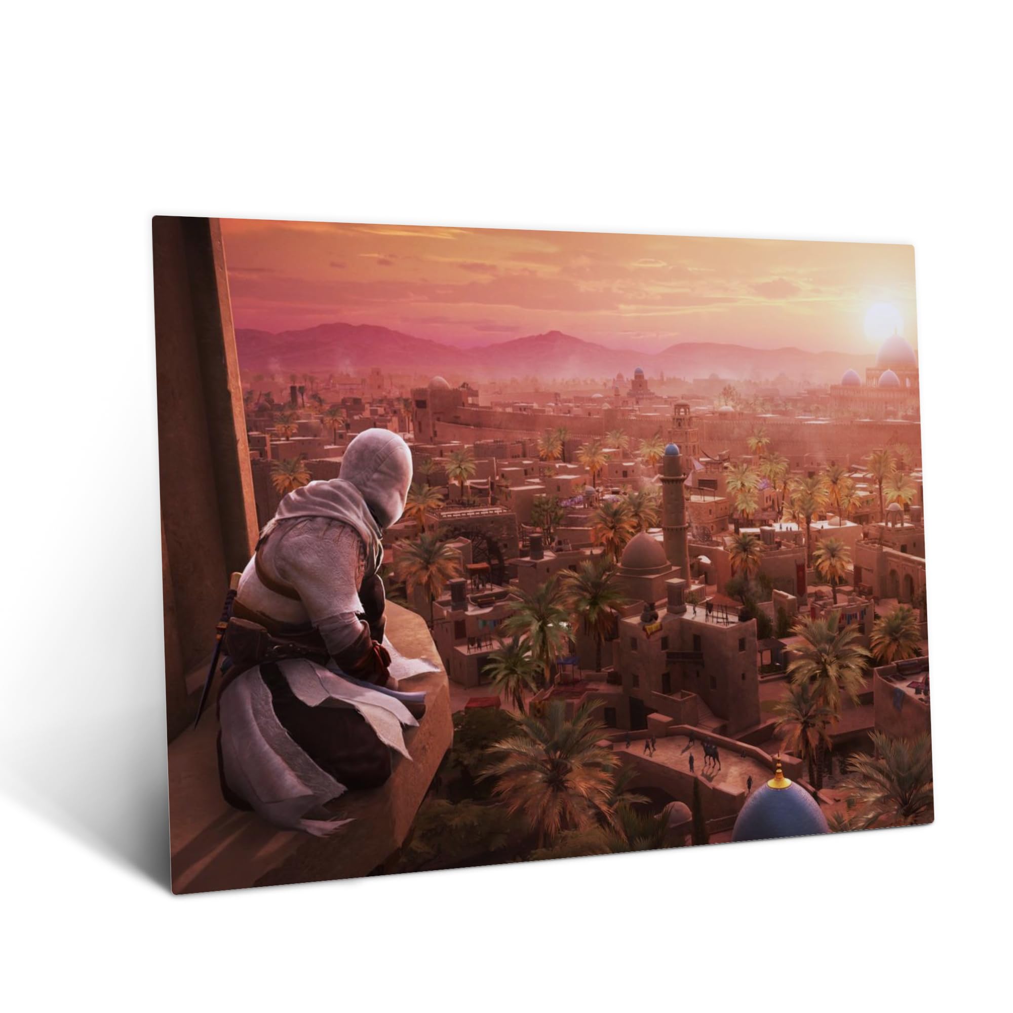 Displate Metall poster Assassin's Creed Baghdad Roofs Größe L | Bilder Wanddeko Wohnzimmer & Schlafzimmer Wandbilder, Geschenk. Wandkunst mit Magnet-Befestigung, ohne Bohren.