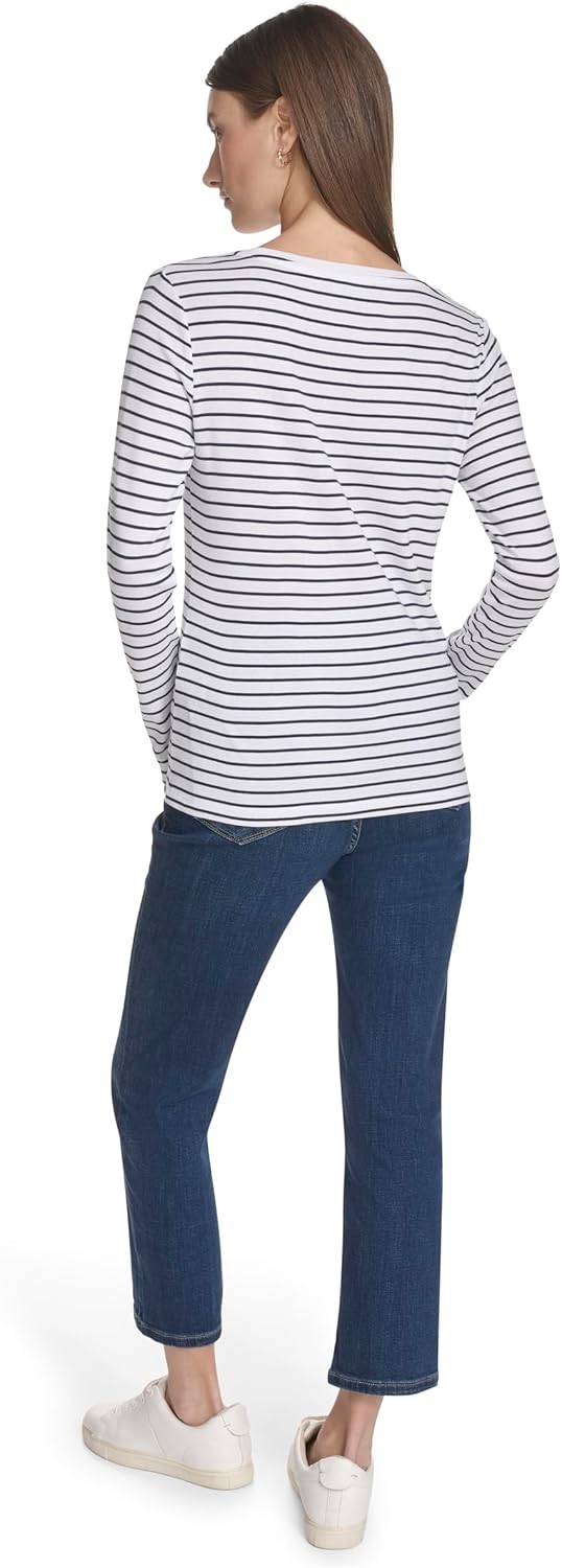 Nautica Womens Long Sleeve Striped Scoop Neck T-Shirt - Image 4
