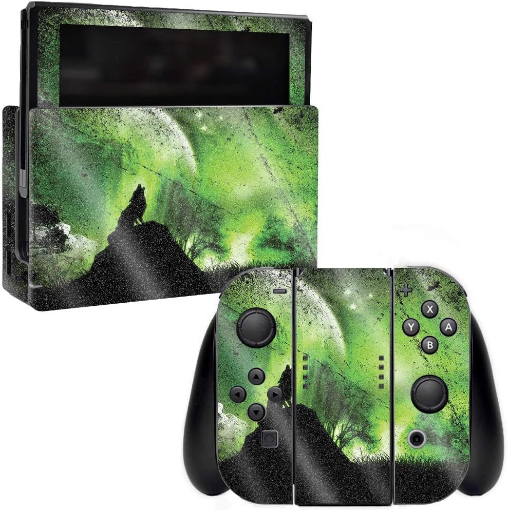 MightySkins Glossy Glitter Skin for Nintendo Switch - Howling Wolf | Protective, Durable High-Gloss Glitter Finish | Easy to Apply, Remove, and Change Styles | Made in The USA