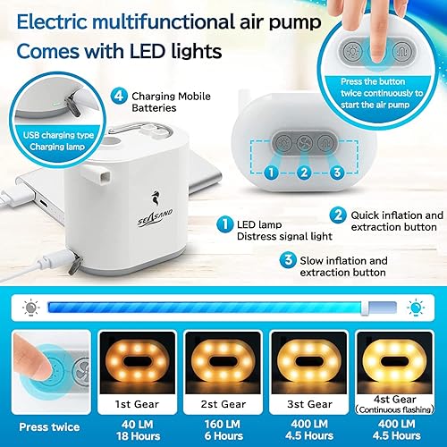 Miniatura 4 de Bomba de aire portátil Inflador y desinflado Bomba de aire eléctrica 3600mah Mini bomba de aire USB Boquillas recargables ×8 Boya Vida Bolsa de