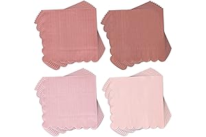 Whaline Dusty Rose Party Decorations: Boho Pink Paper Napkins with Scalloped Edges
