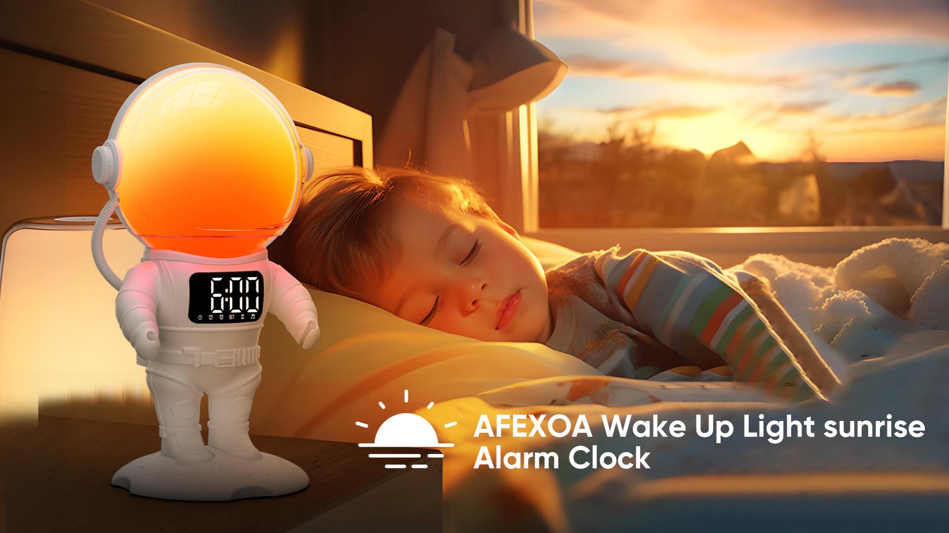 Amazon.com: AFEXOA Astronaut Sunrise Alarm Clock for Kids, White