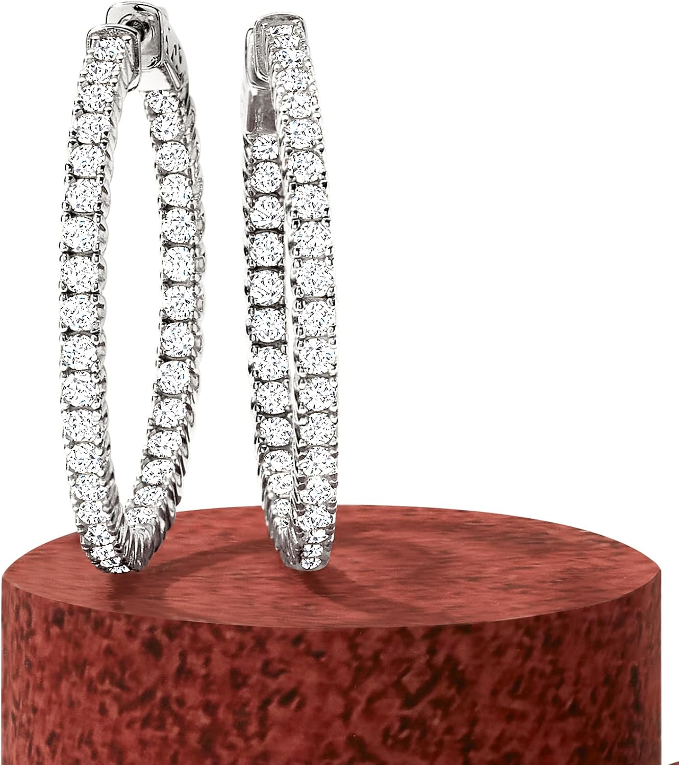 Ross-Simons 3.30 ct. t.w. CZ Inside-Outside Hoop Earrings in Sterling Silver