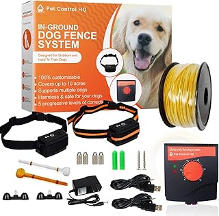 Wireless Electric Dog Fence System, Safe Electric Pet Containment System Waterproof Rechargeable Dog Shock Collar with Rec...