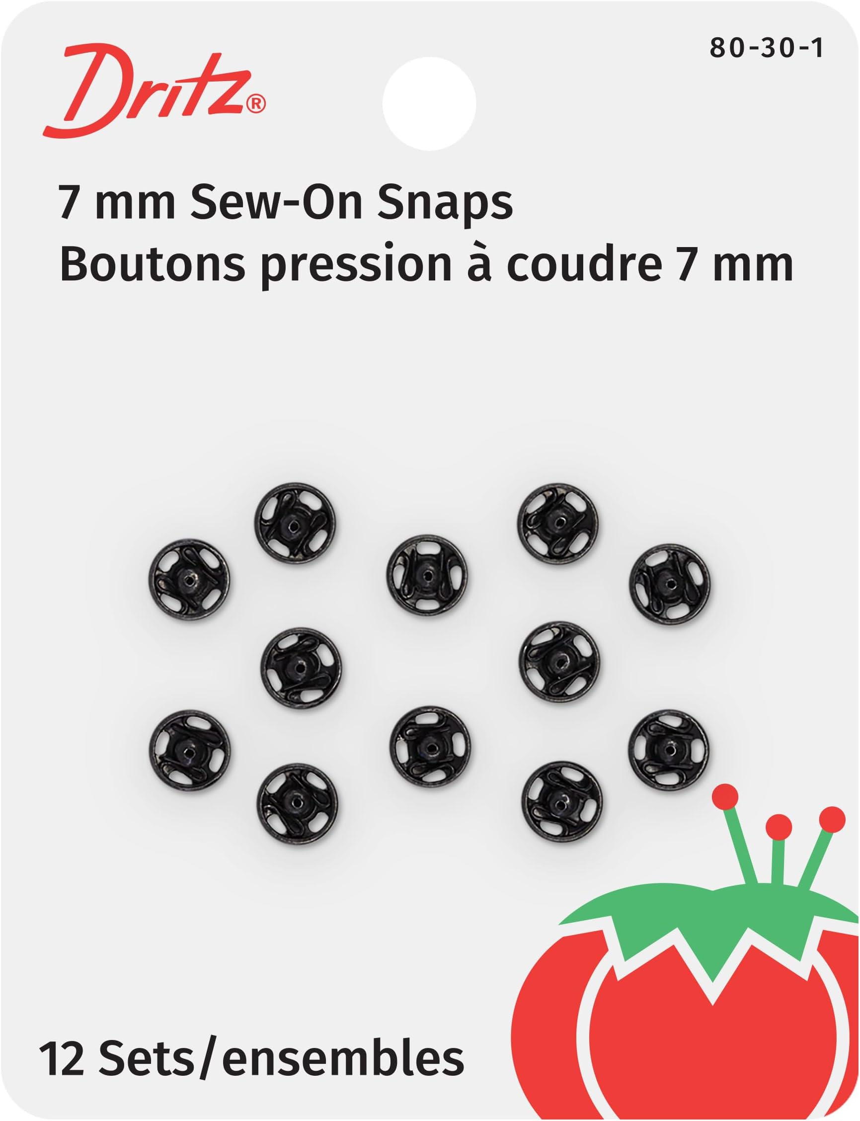 Dritz(R) Black Sew-On Snaps - Size 3/0 12/Pkg