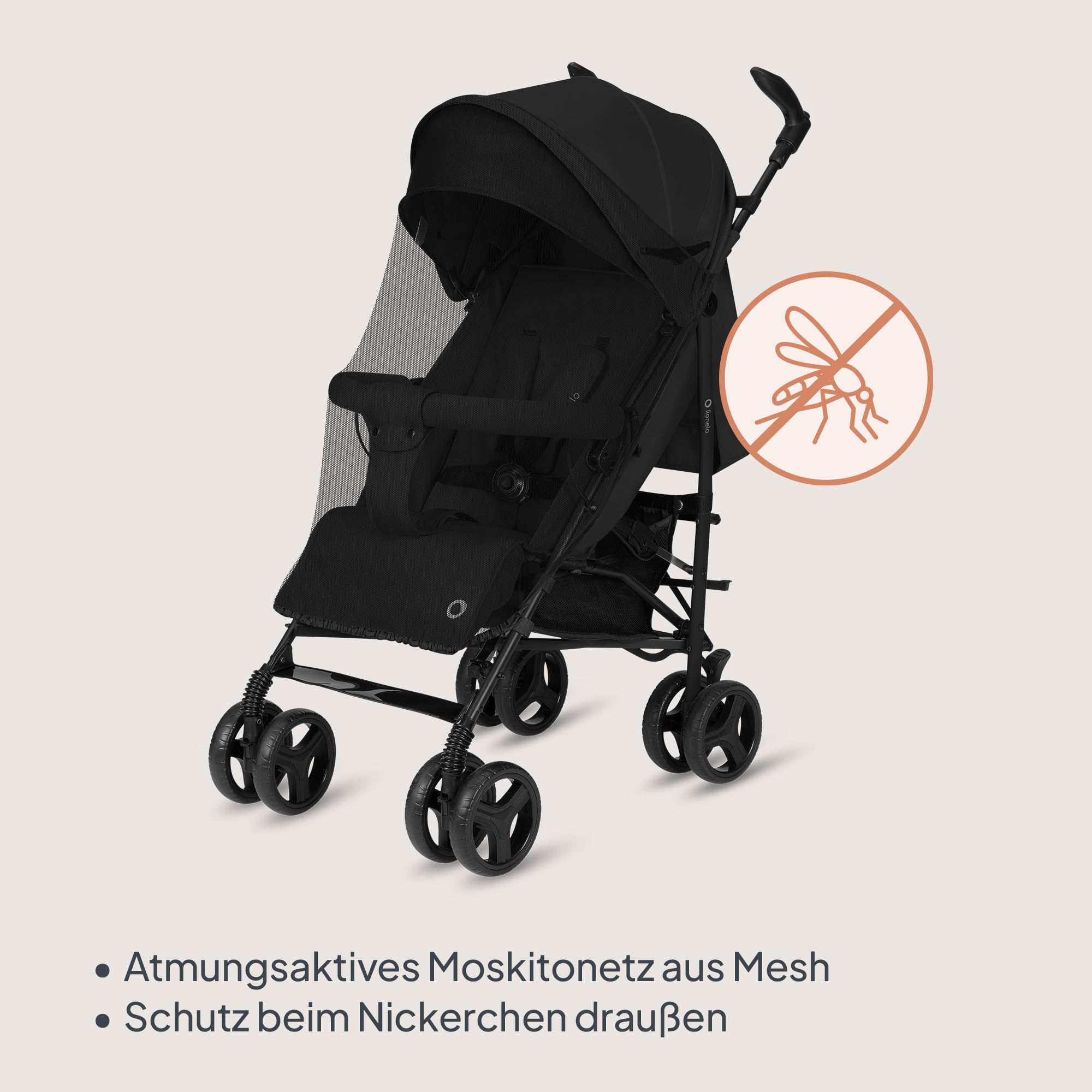 Lionelo Irma Buggy Kinderwagen ab 6 Monate, leicht 7 kg, Liegeposition, faltbar mit Einhand-Faltsystem, 6-Zoll-EVA-Räder mit Federung & Bremse, Moskitonetz, bis 15 kg